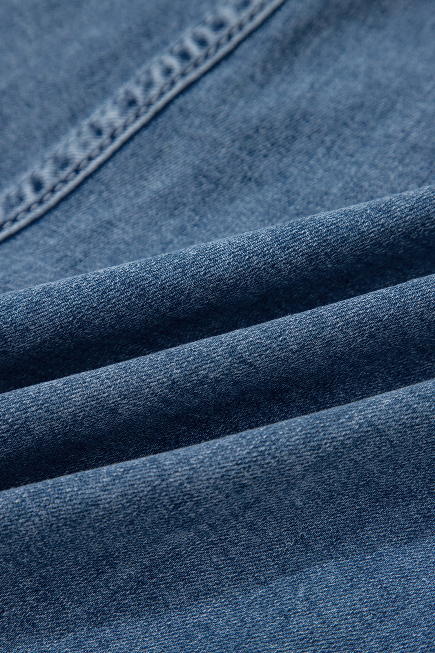 Dusk Blue Flap Pockets Denim Shorts-Bottoms/Denim Shorts-[Adult]-[Female]-2022 Online Blue Zone Planet