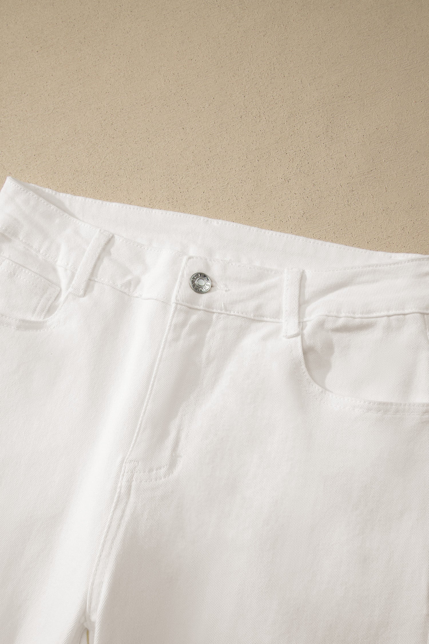 White Solid Color Rolled Cuffs Denim Bermuda Shorts-Bottoms/Denim Shorts-[Adult]-[Female]-2022 Online Blue Zone Planet