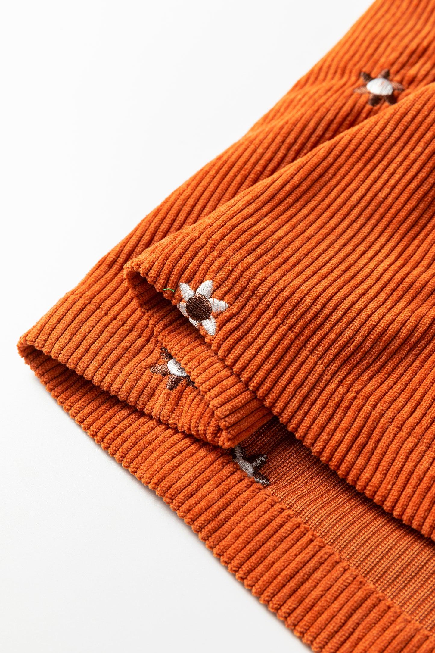 Gold Flame Flower Embroidered Corduroy Overall Mini Dress-TOPS / DRESSES-[Adult]-[Female]-2022 Online Blue Zone Planet