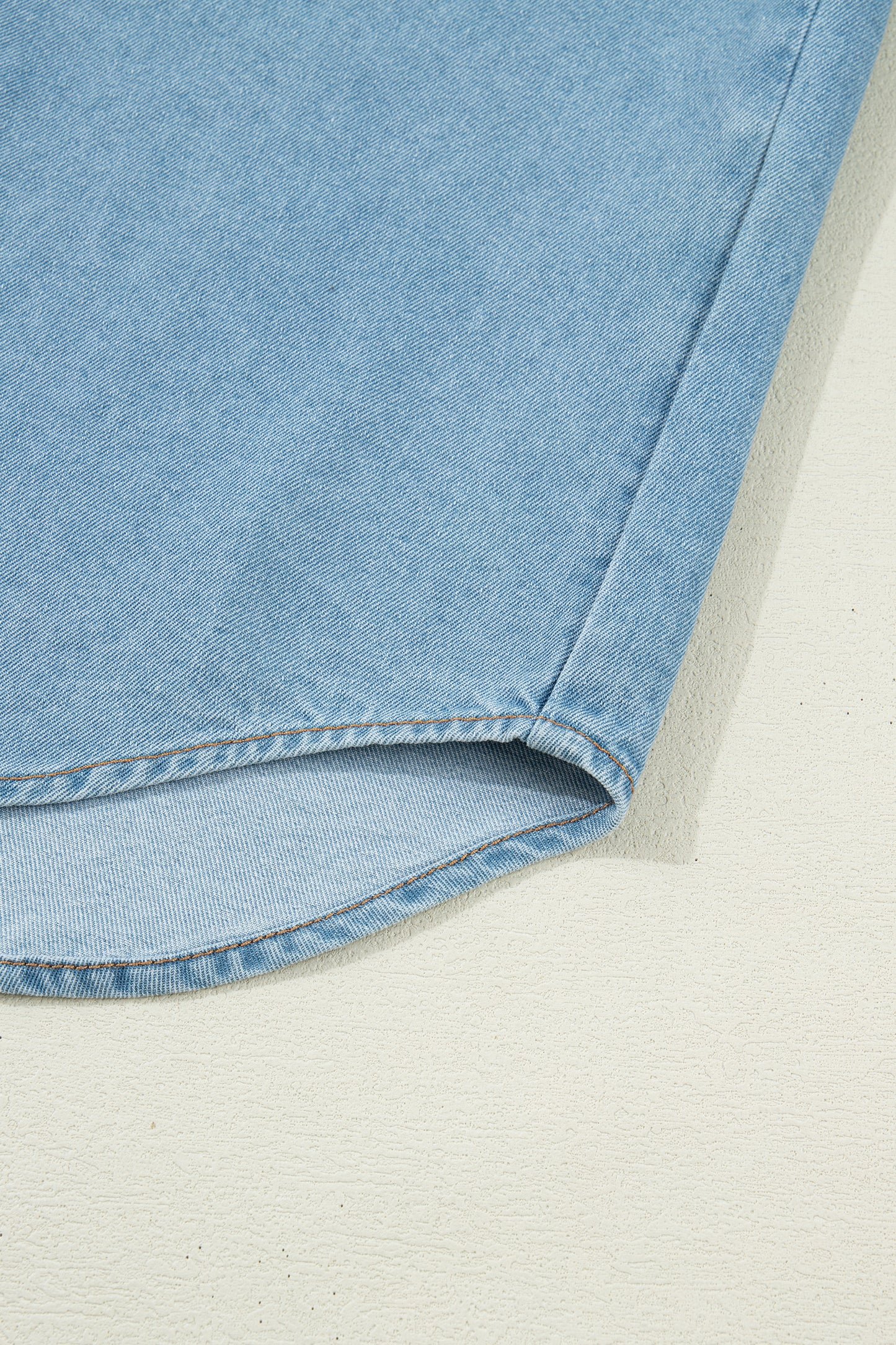 Myosotis Ruffle Detail Short Puff Sleeve Button Down Flap Pocket Denim Shirt-Tops/Blouses & Shirts-[Adult]-[Female]-2022 Online Blue Zone Planet