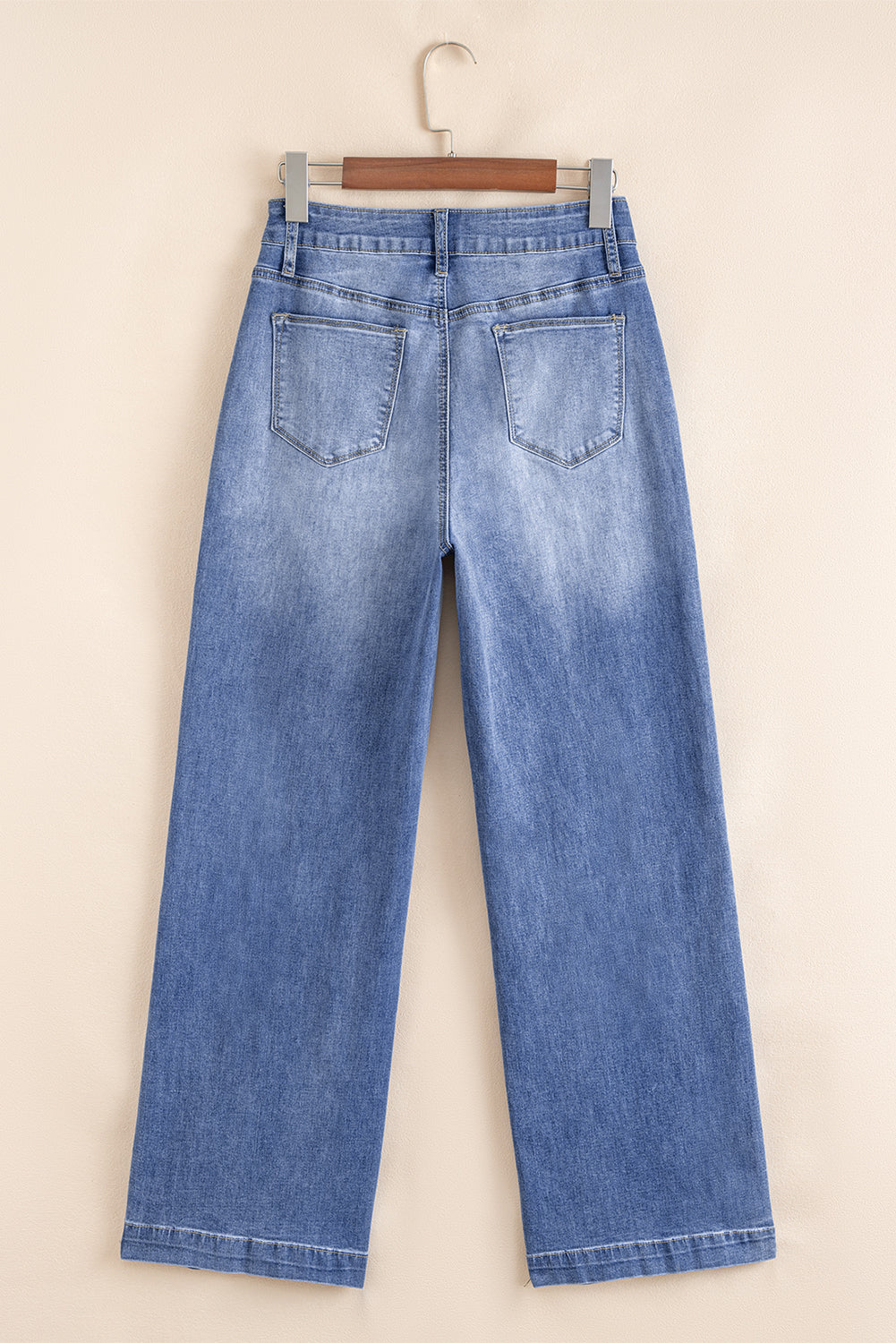 Beau Blue Tailored Center Seam Detail Straight Loose High Rise Jeans-Bottoms/Jeans-[Adult]-[Female]-2022 Online Blue Zone Planet
