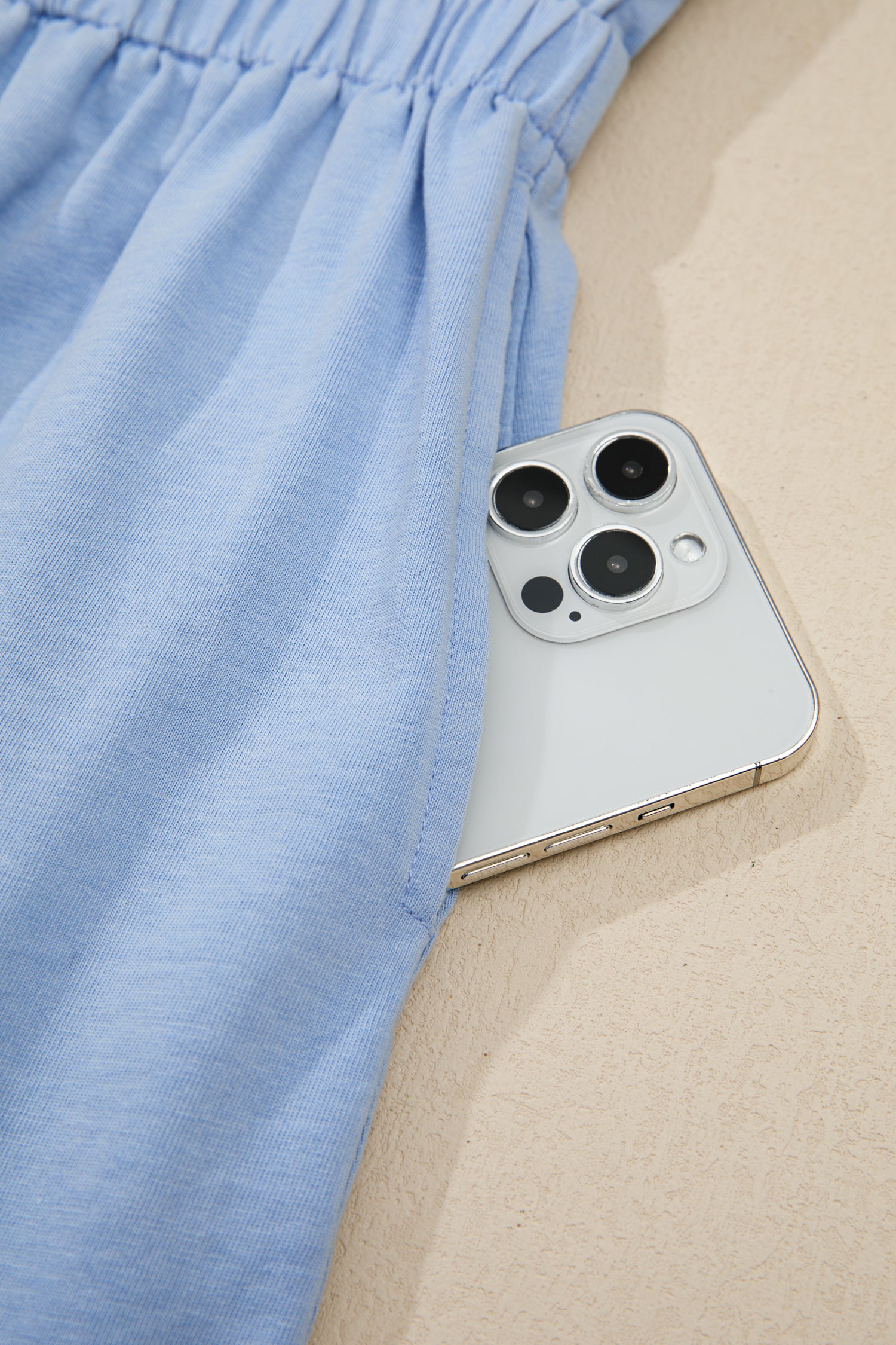 Sky Blue Mineral Wash Elastic Waist Tank Dress with Side Pockets-TOPS / DRESSES-[Adult]-[Female]-2022 Online Blue Zone Planet