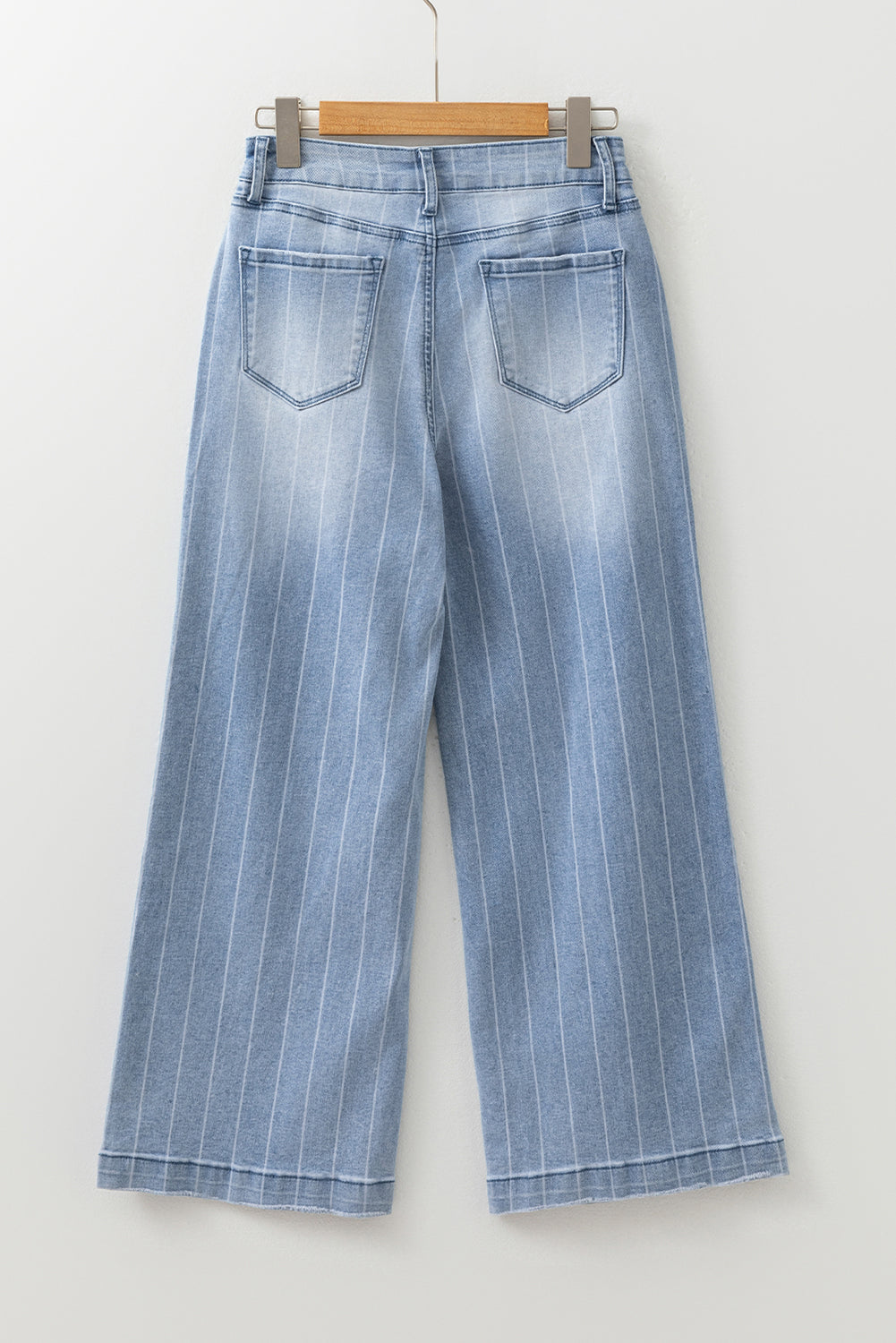 Beau Blue Multi Buttons Pinstripe Wide Leg Jeans-Bottoms/Jeans-[Adult]-[Female]-2022 Online Blue Zone Planet
