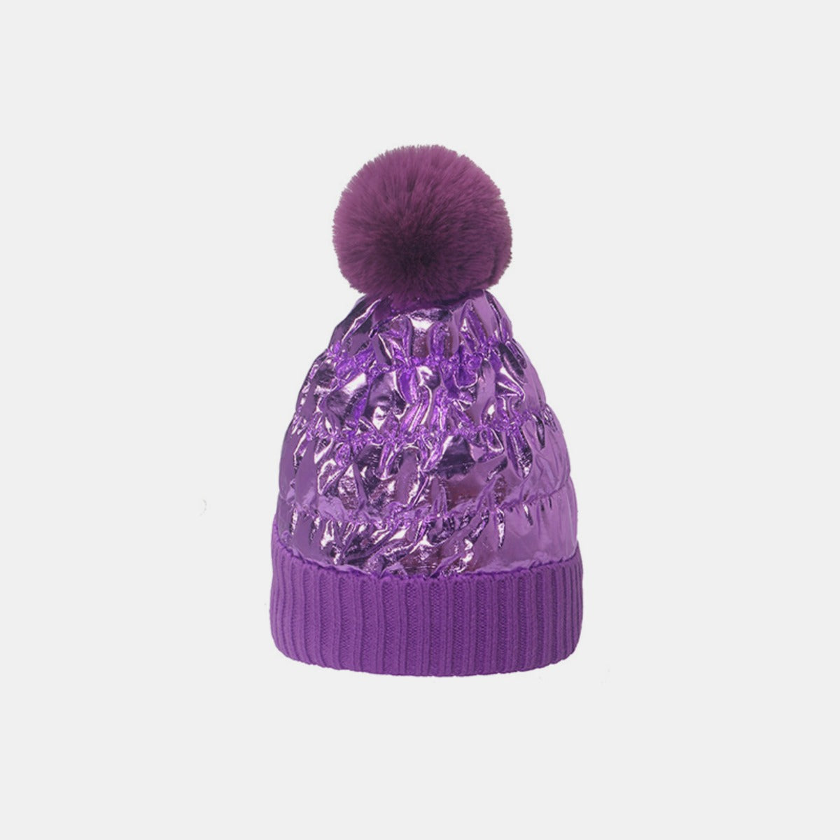 Thermal Knit Hat with Pompom-HATS-[Adult]-[Female]-Purple-One Size-2022 Online Blue Zone Planet