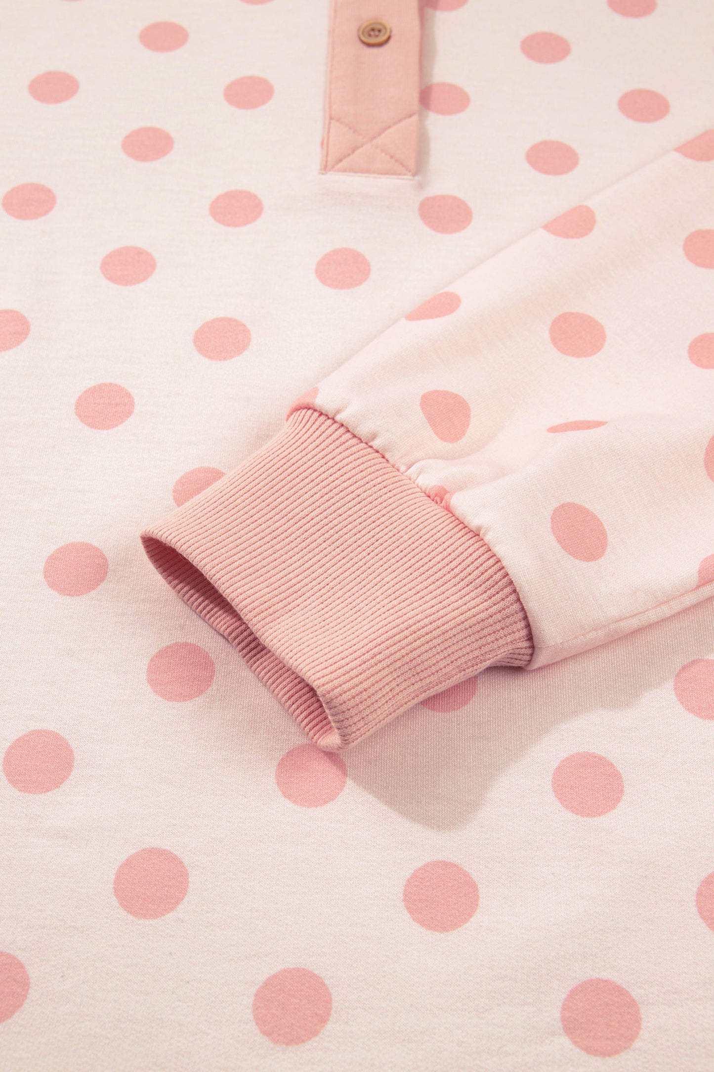 Pink Polka Dot Drop Shoulder Polo Loose Pullover Patch Pocket Casual Shorts Set-Two Piece Sets/Short Sets-[Adult]-[Female]-2022 Online Blue Zone Planet