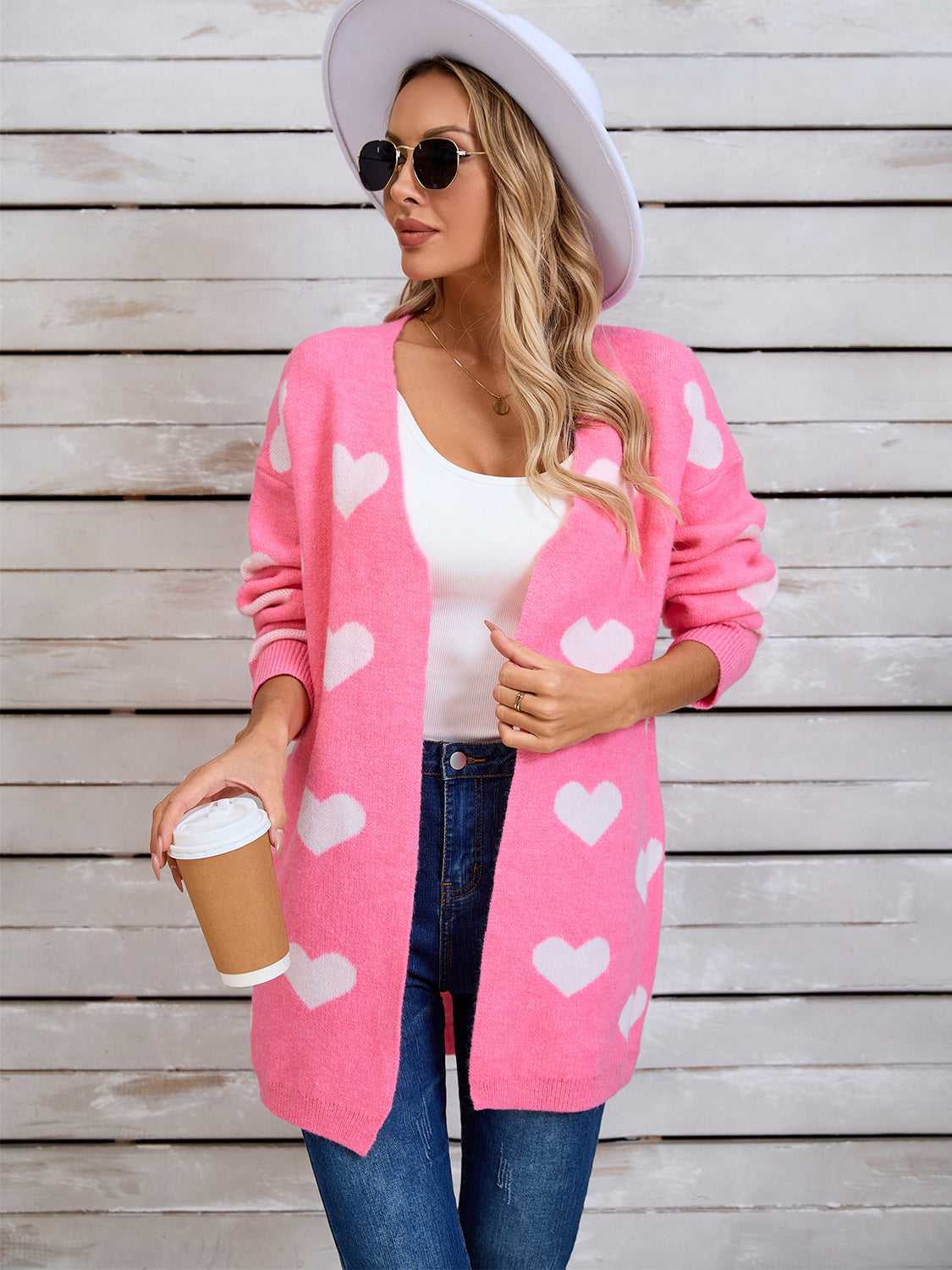 Angel Wings Heart Open Front Long Sleeve Cardigan-TOPS / DRESSES-[Adult]-[Female]-Pink-S-2022 Online Blue Zone Planet