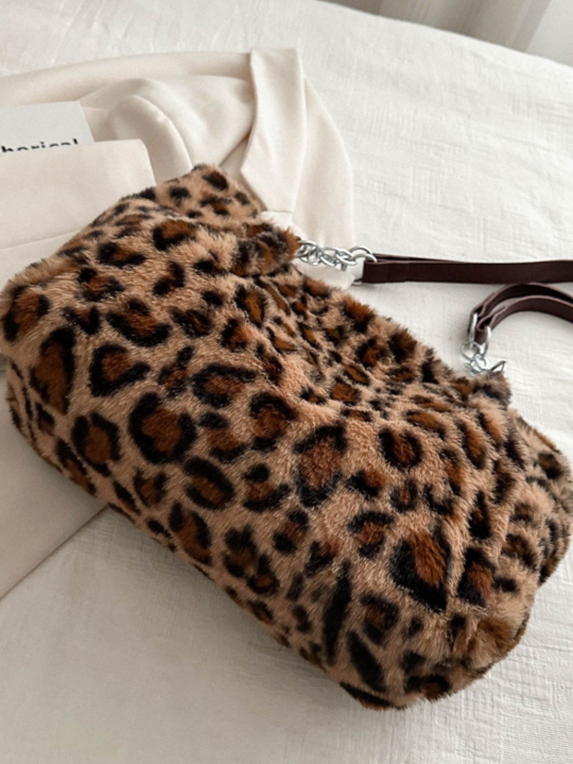 Faux Fur Leopard Shoulder Bag-HANDBAGS-[Adult]-[Female]-2022 Online Blue Zone Planet