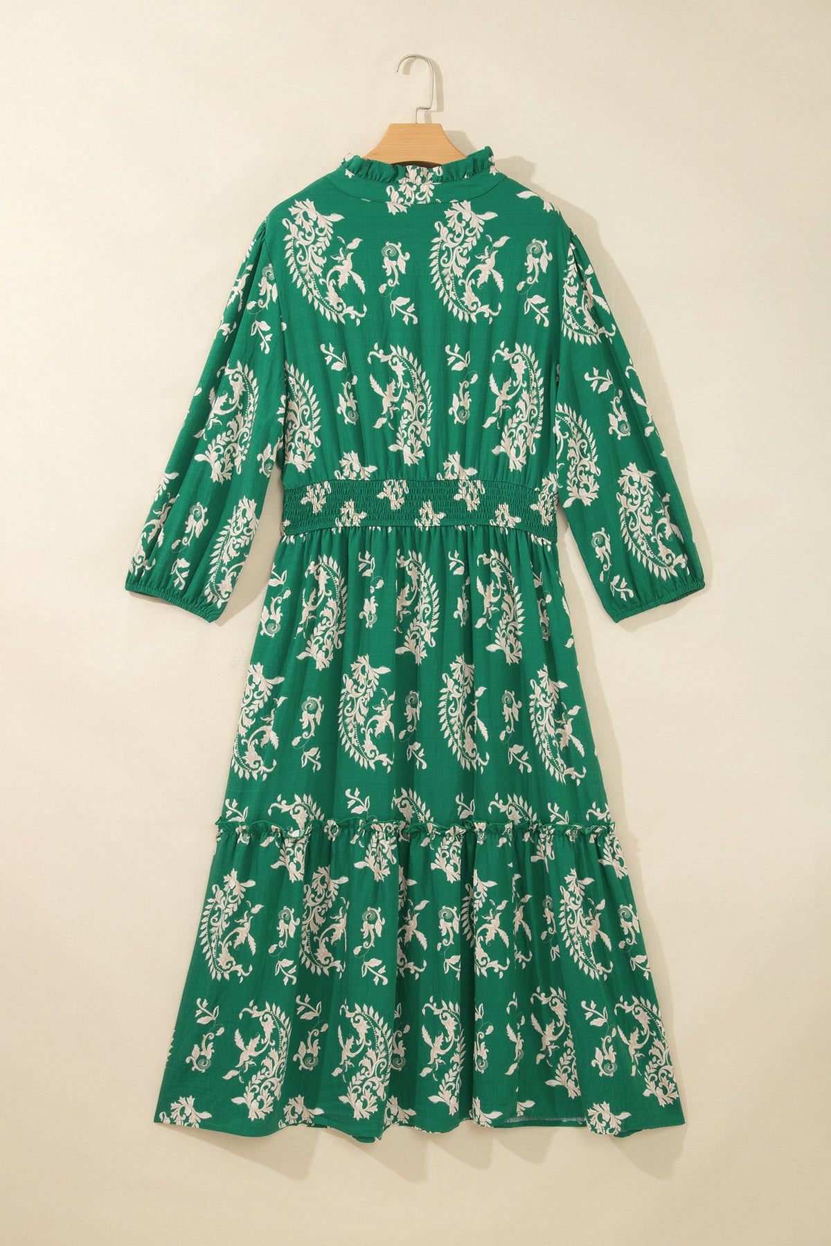 Green Floral Print V Neck Shift Dress Plus Size Dress-TOPS / DRESSES-[Adult]-[Female]-2022 Online Blue Zone Planet