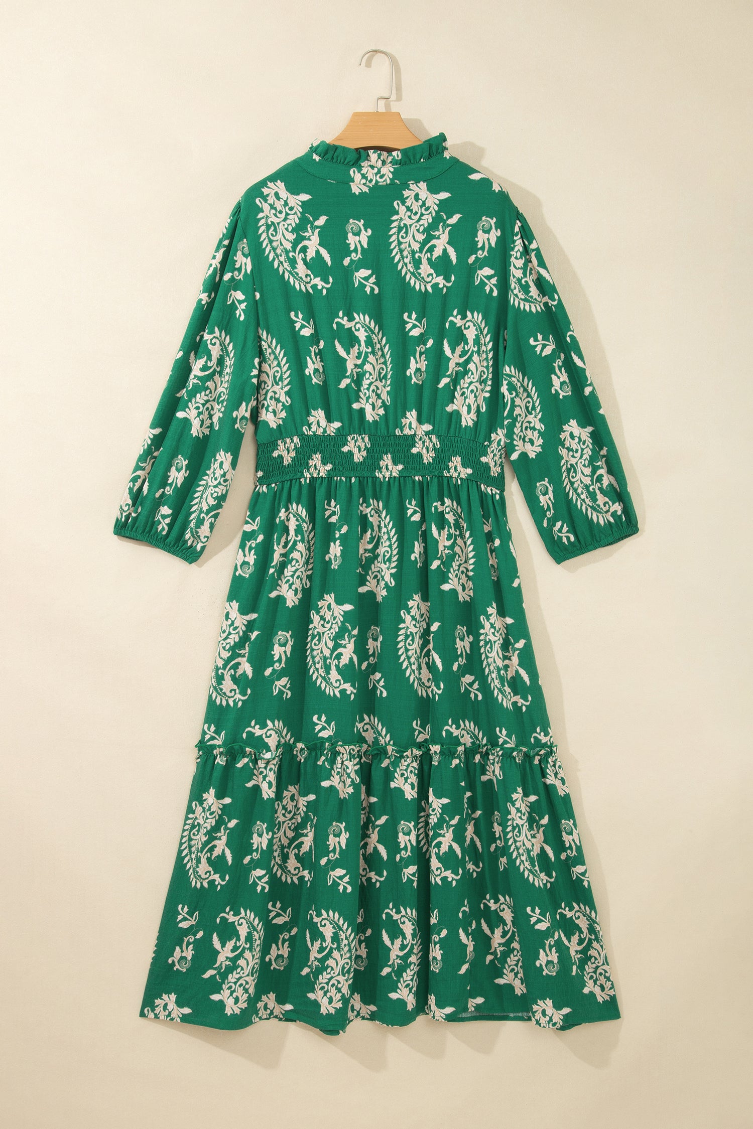 Green Floral Print V Neck Shift Dress Plus Size Dress-TOPS / DRESSES-[Adult]-[Female]-2022 Online Blue Zone Planet