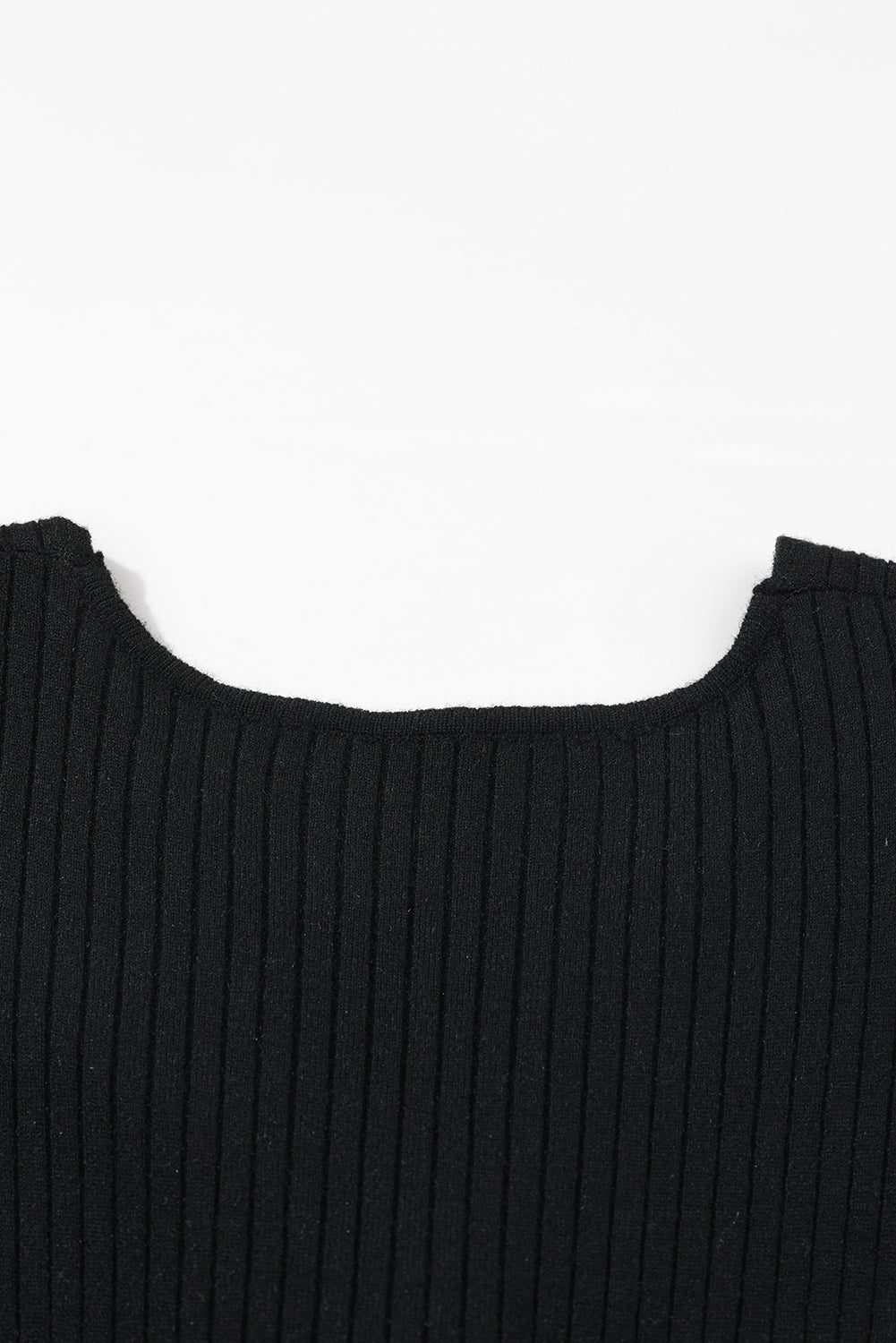 Blue Zone Planet |  Black Twisted V Neck Ribbed Knit Sweater Dress Blue Zone Planet