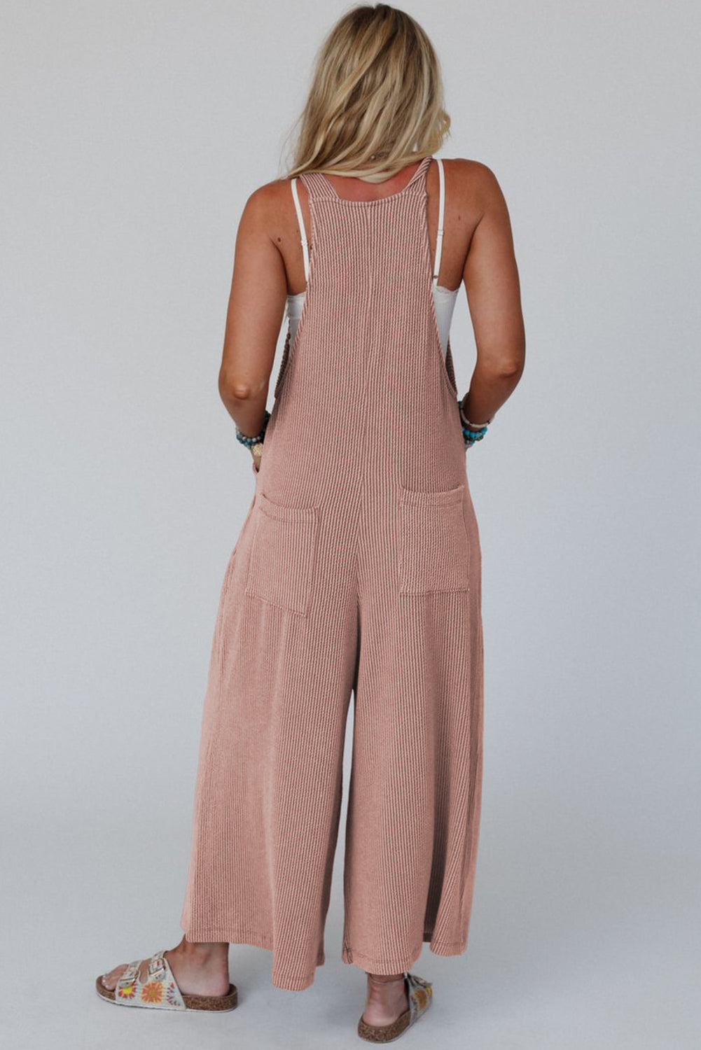 Philippine Gray Corded Adjustable Straps Wide Leg Loose Overall-Bottoms/Jumpsuits & Rompers-[Adult]-[Female]-2022 Online Blue Zone Planet