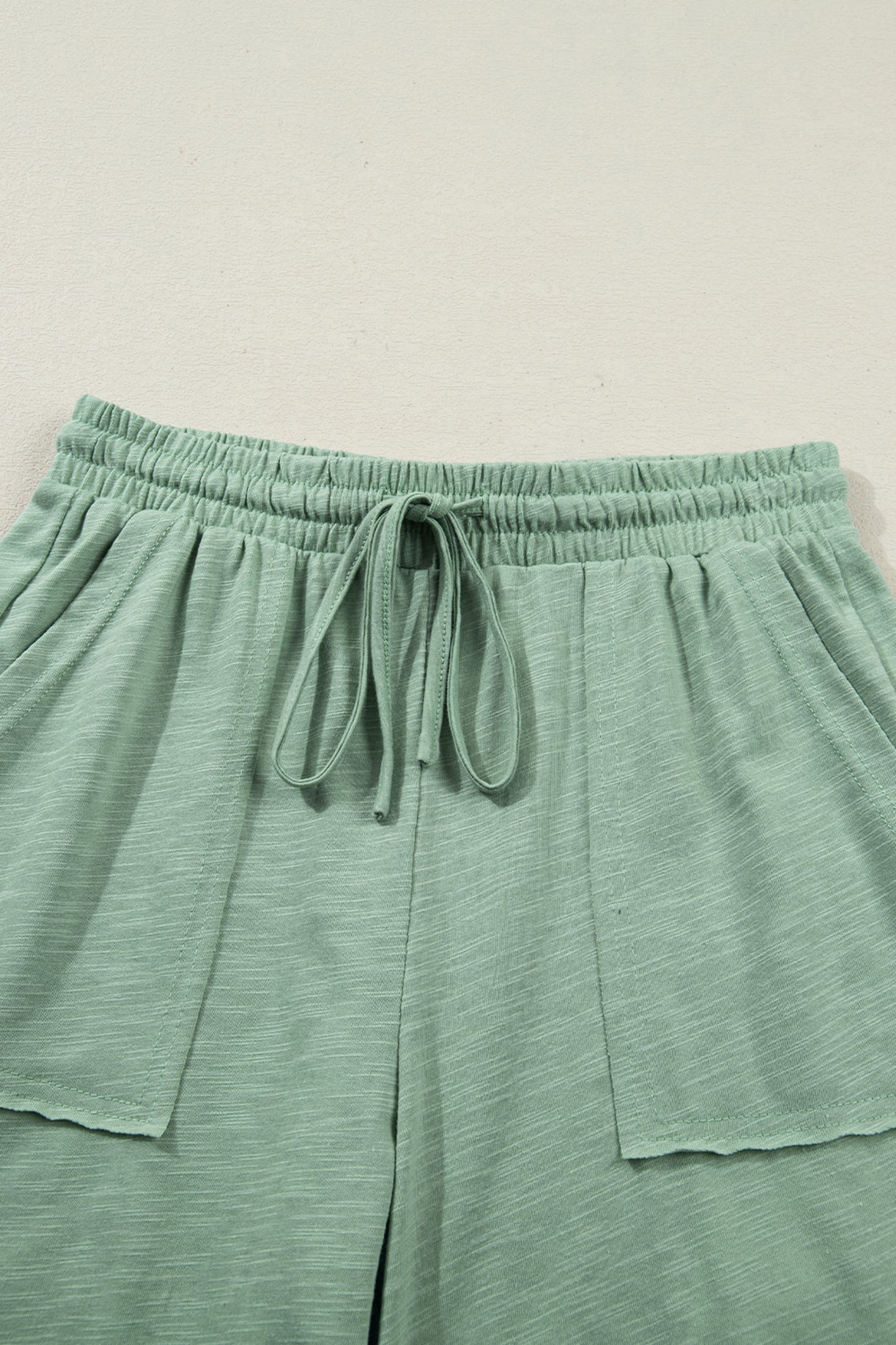 Canton Cuffed Short Sleeve Tee Raw Seam Patch Pocket Drawstring Pants Set-Two Piece Sets/Pant Sets-[Adult]-[Female]-2022 Online Blue Zone Planet