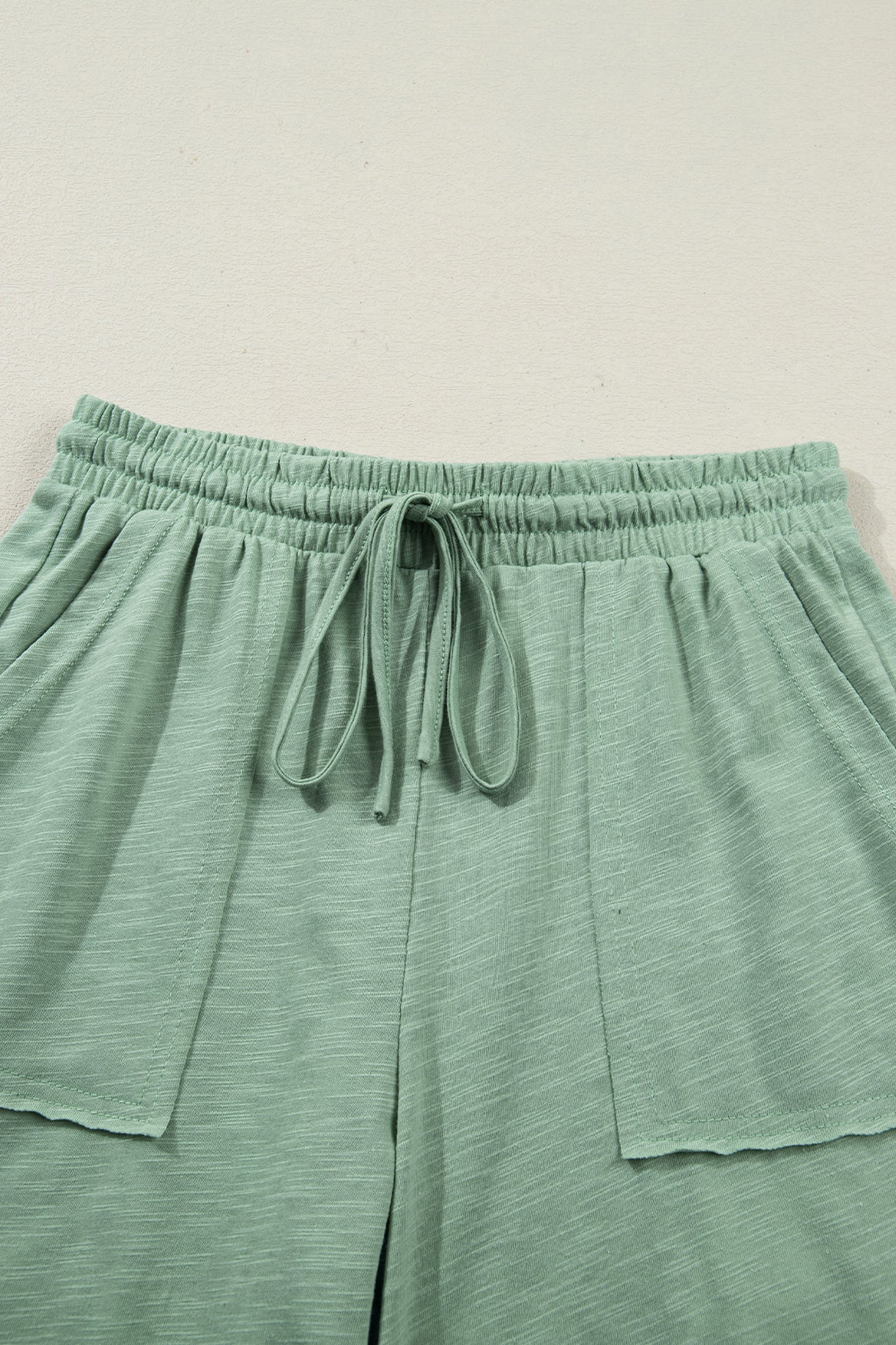 Canton Cuffed Short Sleeve Tee Raw Seam Patch Pocket Drawstring Pants Set-Two Piece Sets/Pant Sets-[Adult]-[Female]-2022 Online Blue Zone Planet