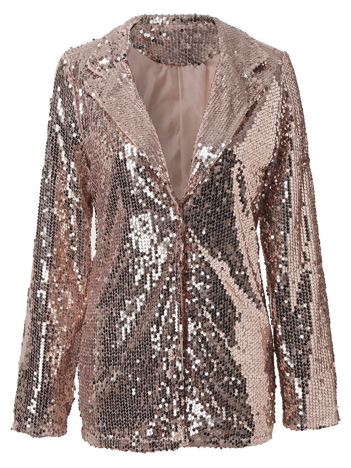 Blue Zone Planet | Sequin Lapel Collar Long Sleeve Blazer-TOPS / DRESSES-[Adult]-[Female]-2022 Online Blue Zone Planet