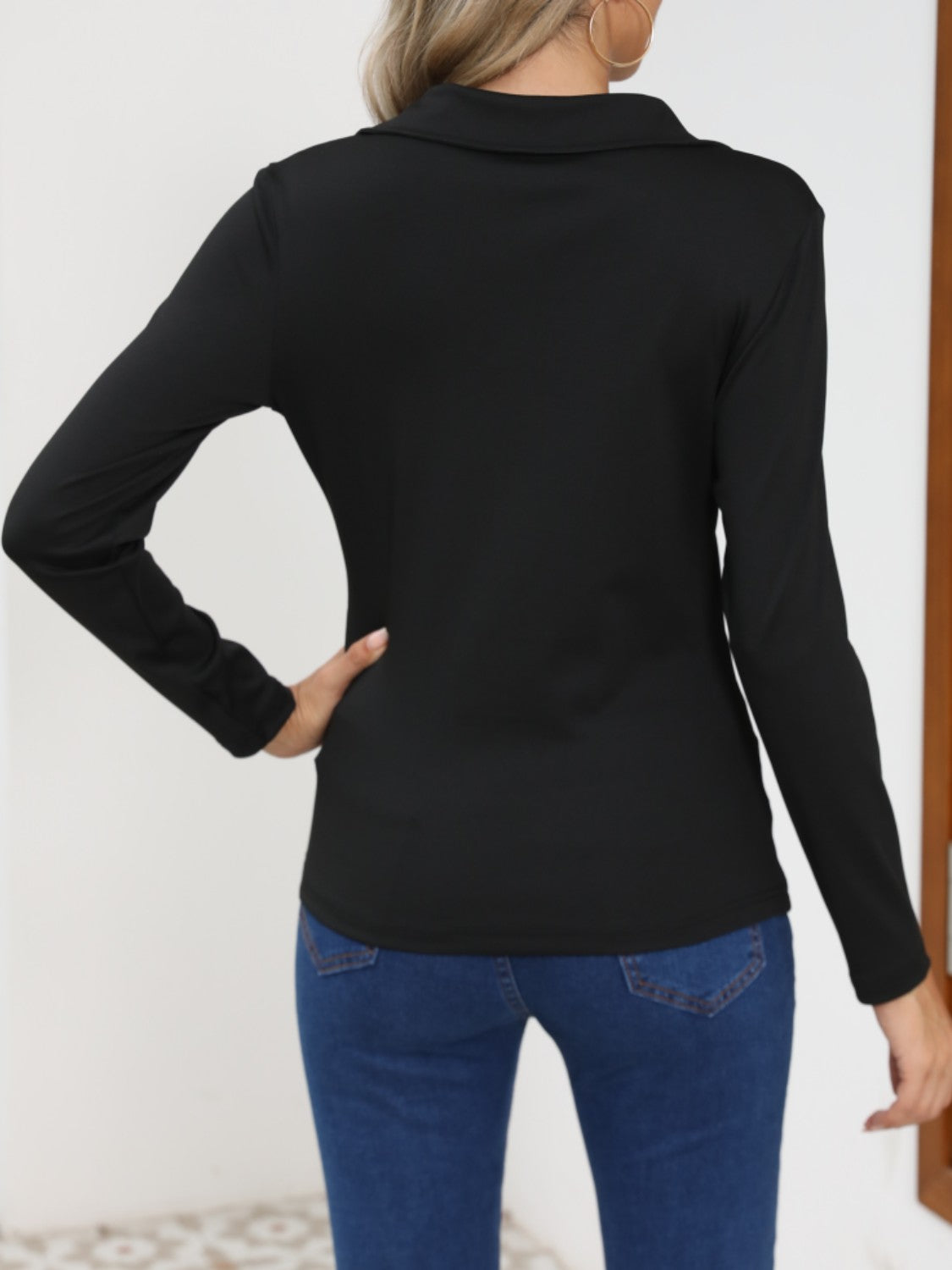 Johnny Collar Long Sleeve T-Shirt-TOPS / DRESSES-[Adult]-[Female]-2022 Online Blue Zone Planet