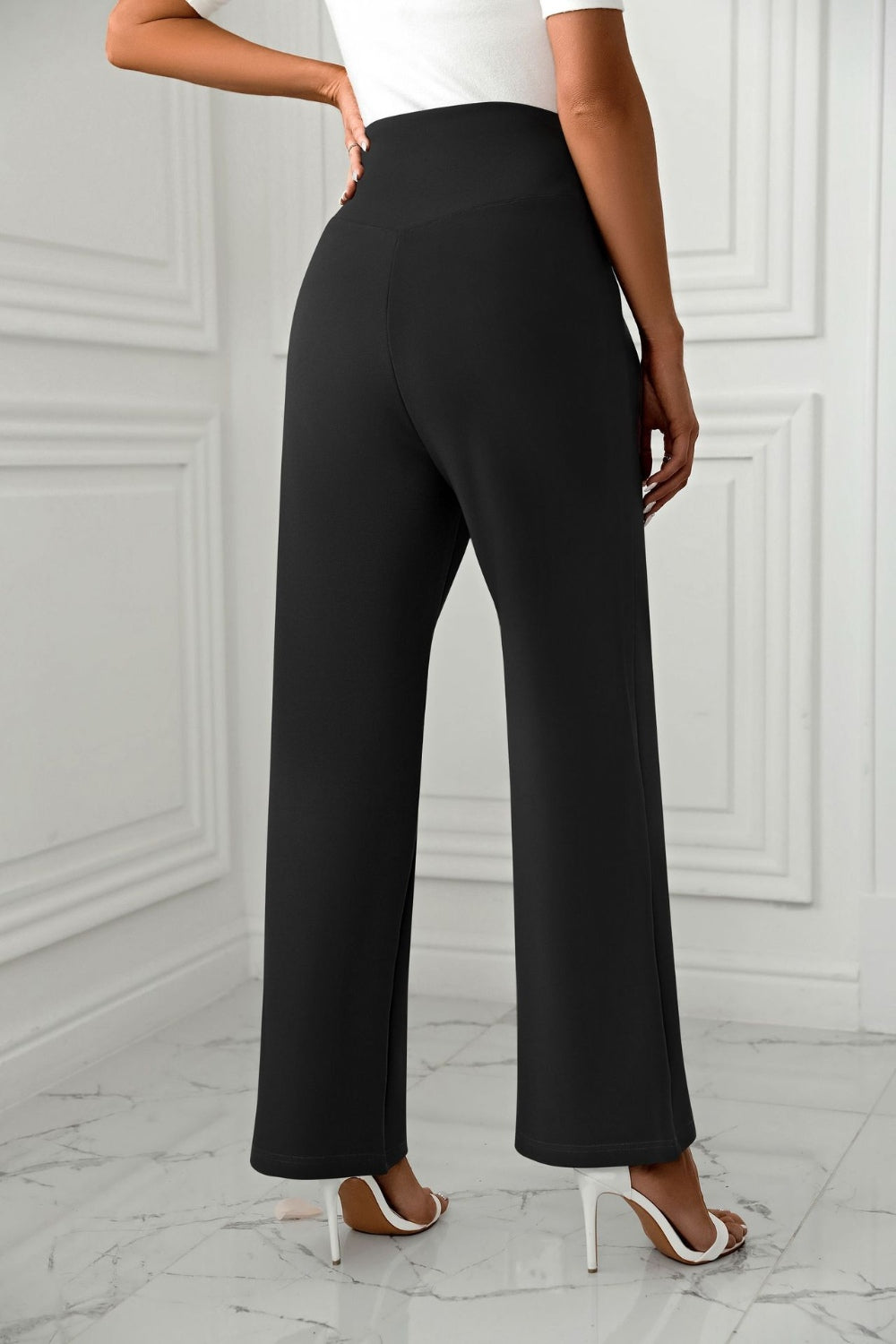 High Waist Straight Leg Pants-BOTTOMS SIZES SMALL MEDIUM LARGE-[Adult]-[Female]-2022 Online Blue Zone Planet