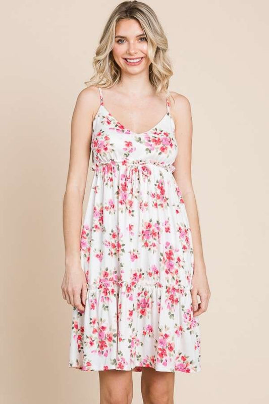 Culture Code Full Size Floral Frill Cami Dress-TOPS / DRESSES-[Adult]-[Female]-Ivory-S-2022 Online Blue Zone Planet