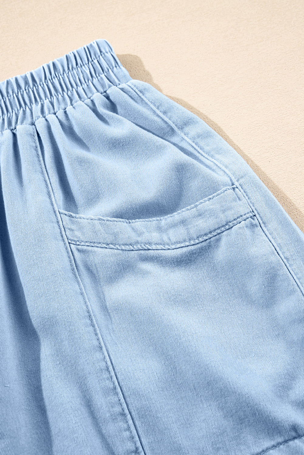 Beau Blue Light Wash Pocketed Wide Leg Denim Shorts-Bottoms/Denim Shorts-[Adult]-[Female]-2022 Online Blue Zone Planet