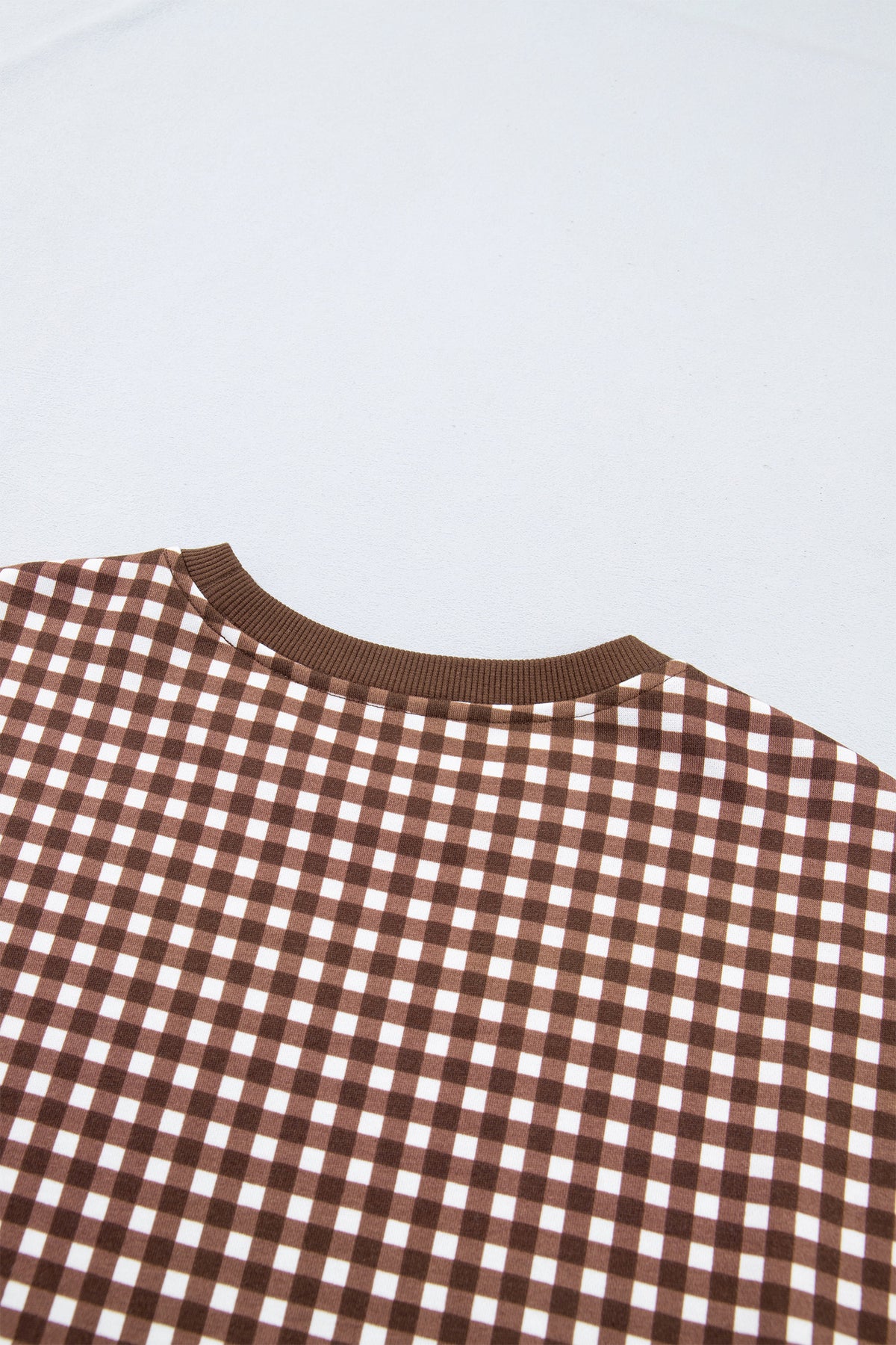 Khaki Color Block Plaid Patchwork Long Sleeve Pullover Wide Leg Pant Set-Two Piece Sets/Pant Sets-[Adult]-[Female]-2022 Online Blue Zone Planet