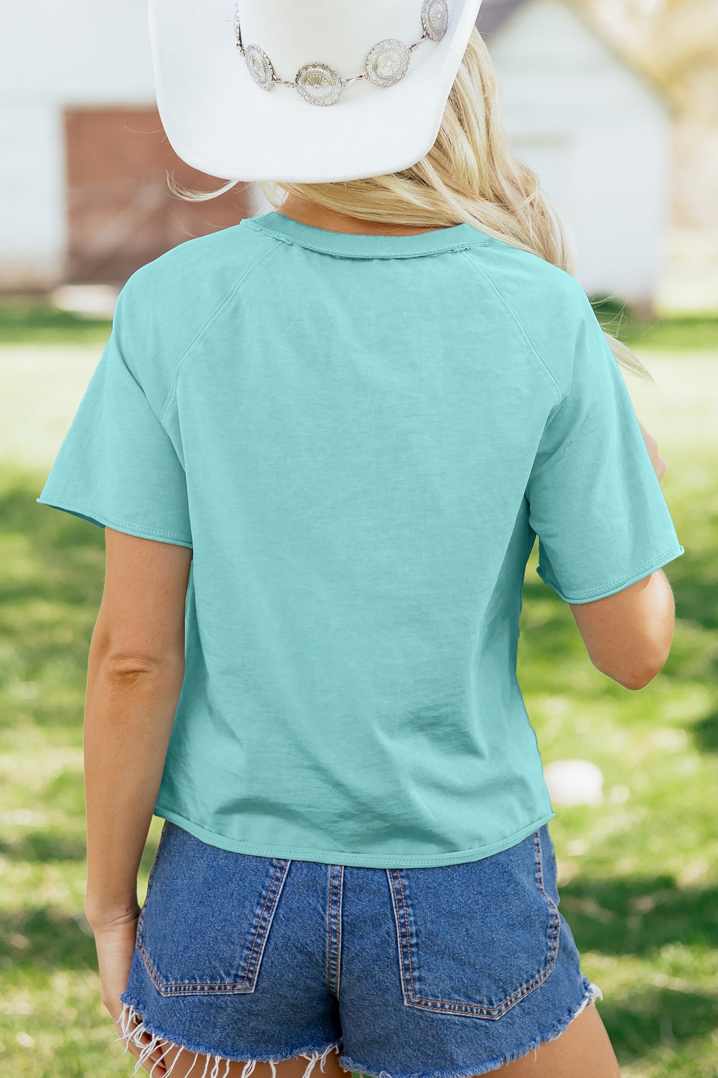 Mint Green Mineral Wash Raglan Sleeve Boxy Fit Cropped Tee-Tops/Tops & Tees-[Adult]-[Female]-2022 Online Blue Zone Planet