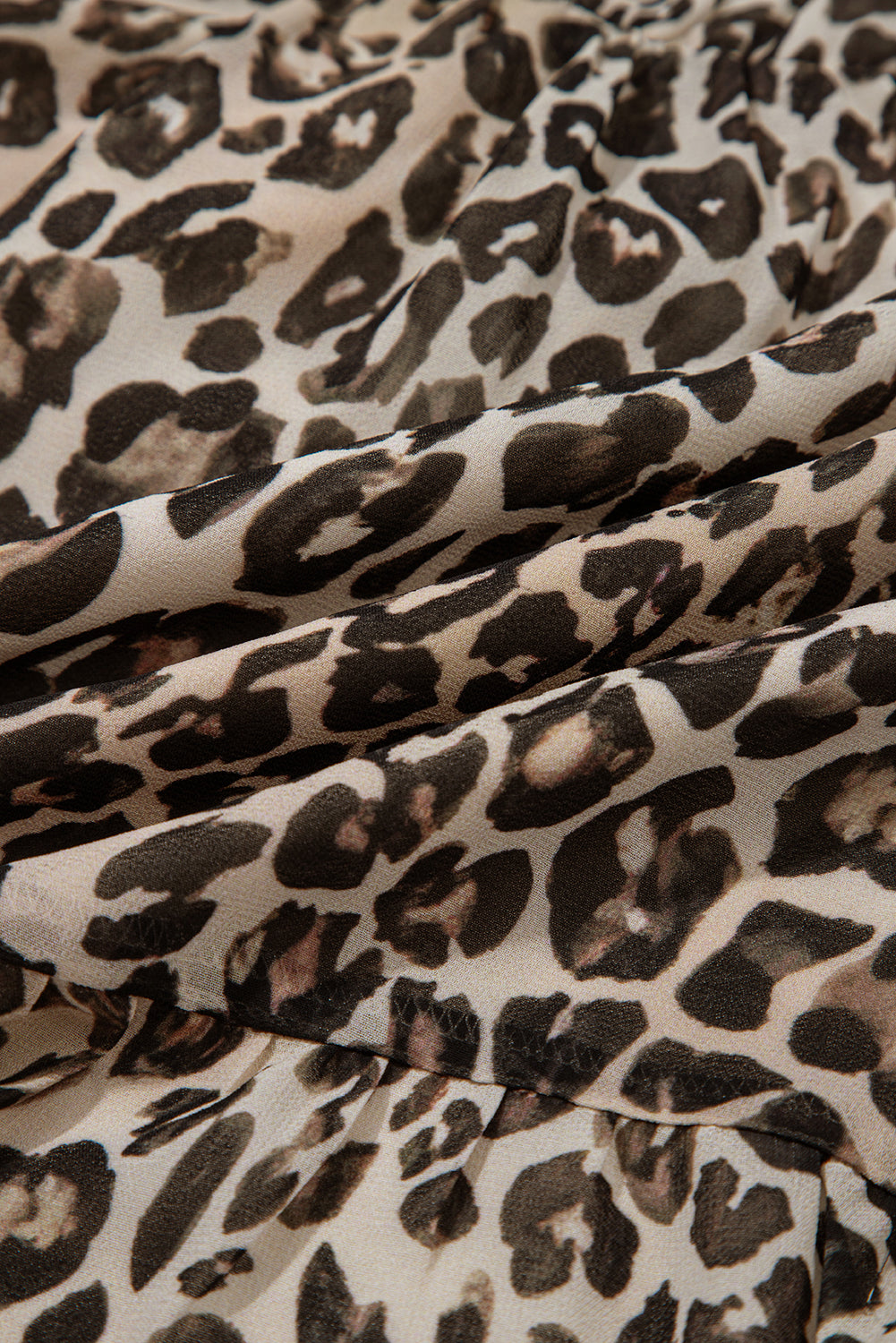Khaki Leopard 3/4 Sleeve V Neck Swing Dress-TOPS / DRESSES-[Adult]-[Female]-2022 Online Blue Zone Planet