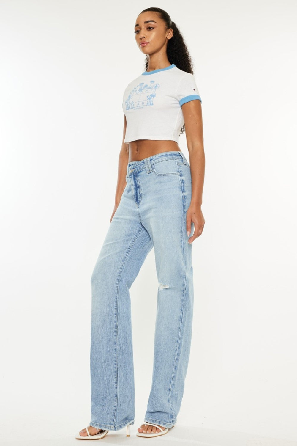 Kancan Distressed High Waist Straight Jeans-TOPS / DRESSES-[Adult]-[Female]-2022 Online Blue Zone Planet