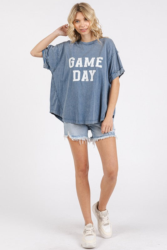 Mittoshop GAME DAY Round Neck Short Sleeve T-Shirt-TOPS / DRESSES-[Adult]-[Female]-2022 Online Blue Zone Planet