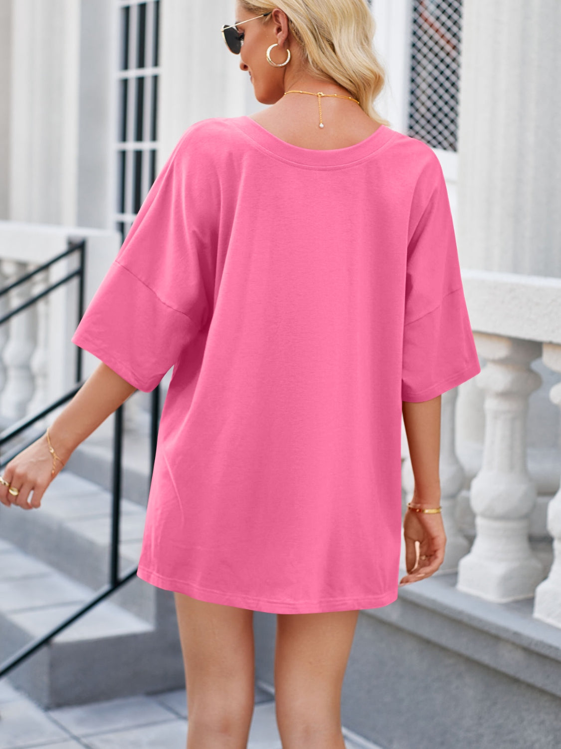 Blue Zone Planet | Lovelet V-Neck Half Sleeve Top and Shorts Set-TOPS / DRESSES-[Adult]-[Female]-Hot Pink-S-2022 Online Blue Zone Planet