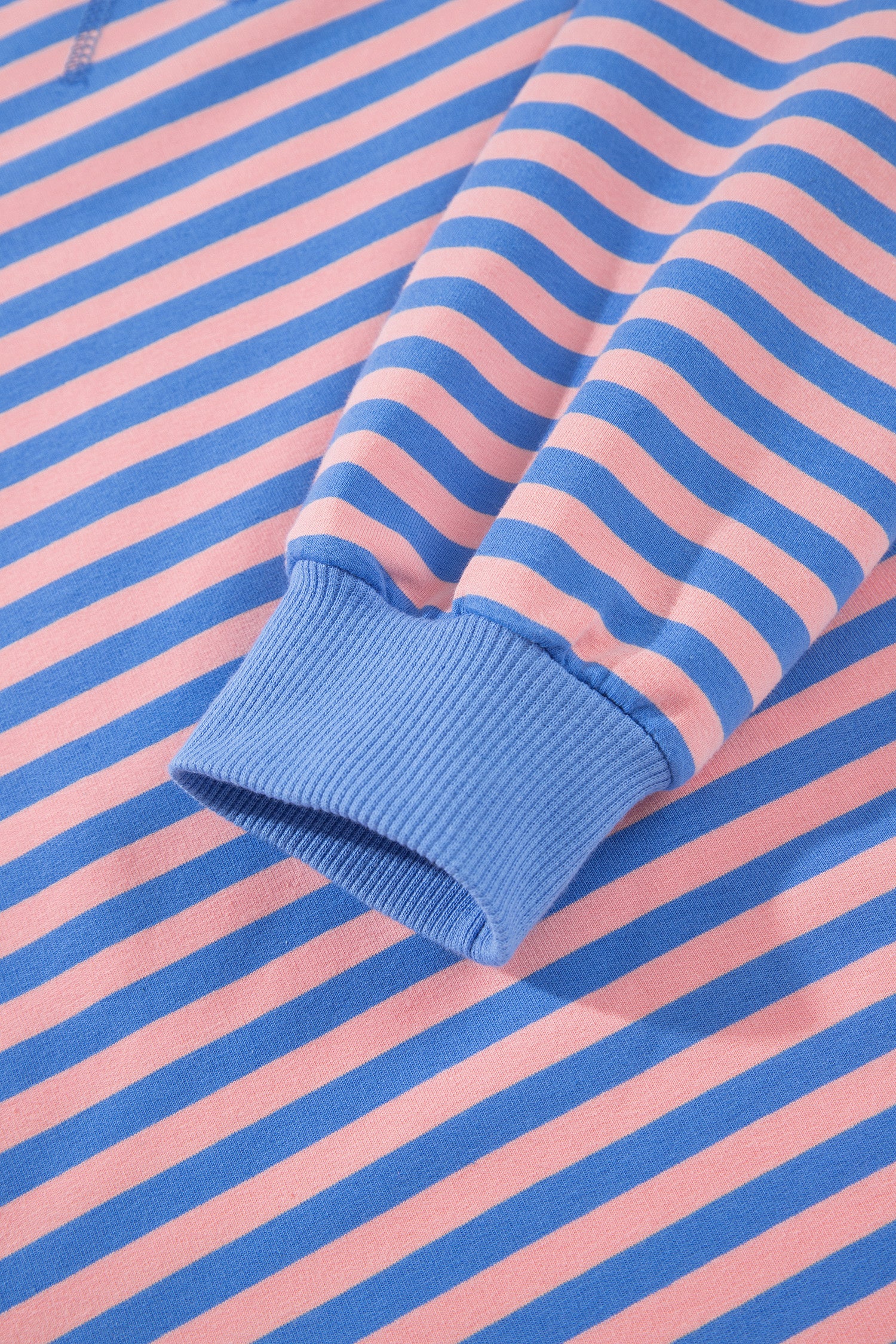 Blue Stripe Long Sleeve Relaxed Pullover Drawstring Mini Skort 2pcs Set-Two Piece Sets/Two Piece Dresses-[Adult]-[Female]-2022 Online Blue Zone Planet