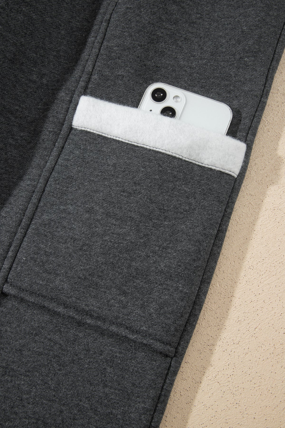 Carbon Grey Solid Colorblock Jogger Pants Set-Two Piece Sets/Pant Sets-[Adult]-[Female]-2022 Online Blue Zone Planet