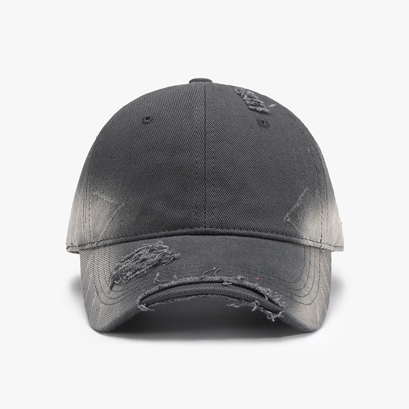 Distressed Adjustable Cotton Hat-HATS-[Adult]-[Female]-Dark Gray-One Size-2022 Online Blue Zone Planet