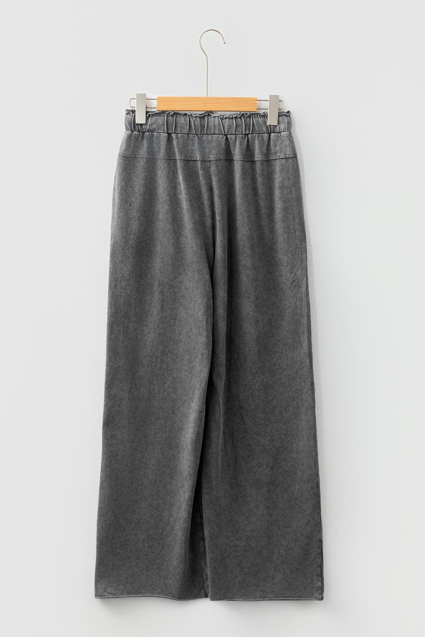 Medium Grey Mineral Wash Lace-Up High Waist Raw Hem Patched Pocket Pants-Bottoms/Pants & Culotte-[Adult]-[Female]-2022 Online Blue Zone Planet