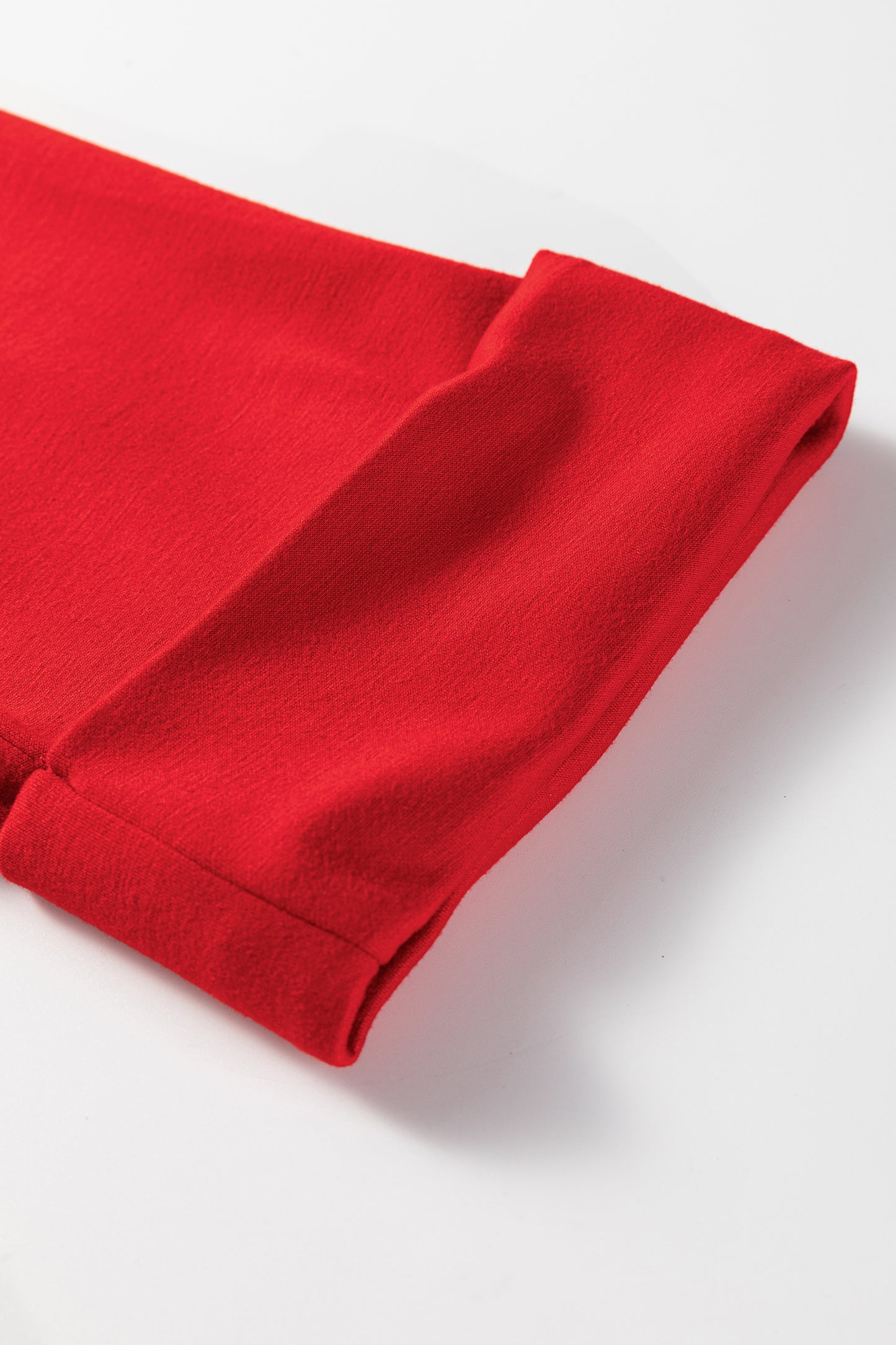 Fiery Red Polo Collar V Neck 3/4 Sleeve Pullover Drawstring Bell Bottom Pants 2pcs Set-Two Piece Sets/Pant Sets-[Adult]-[Female]-2022 Online Blue Zone Planet