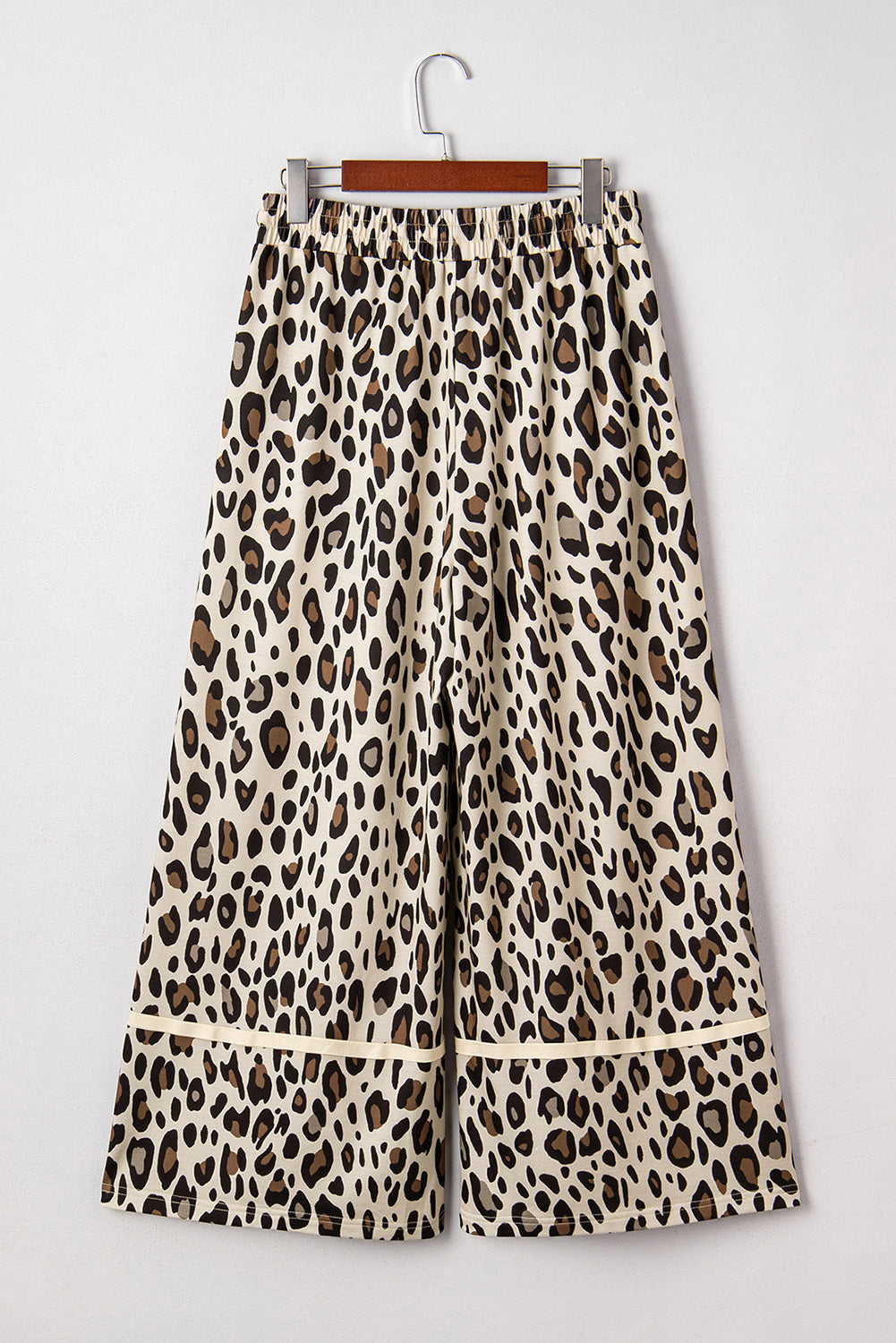 Khaki Leopard Wide Leg Cropped Pants-Bottoms/Pants & Culotte-[Adult]-[Female]-2022 Online Blue Zone Planet
