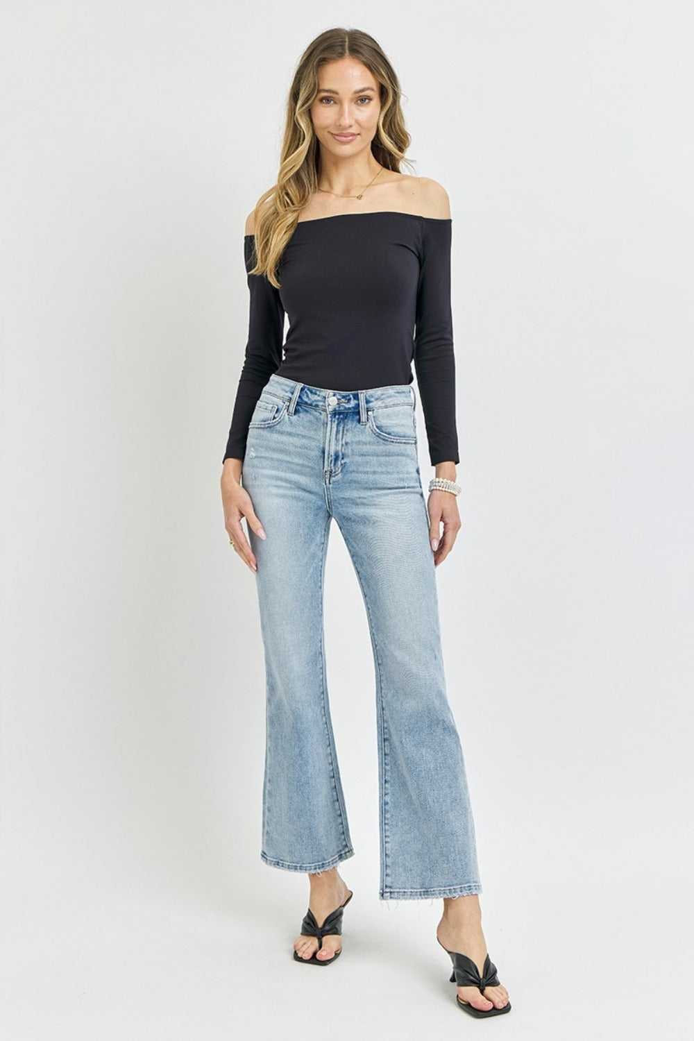 RISEN Full Size High Rise Ankle Flare Jeans-[Adult]-[Female]-2022 Online Blue Zone Planet