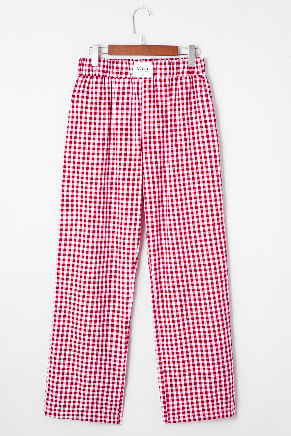 Fiery Red Plaid Casual Loose Trousers-Bottoms/Pants & Culotte-[Adult]-[Female]-2022 Online Blue Zone Planet