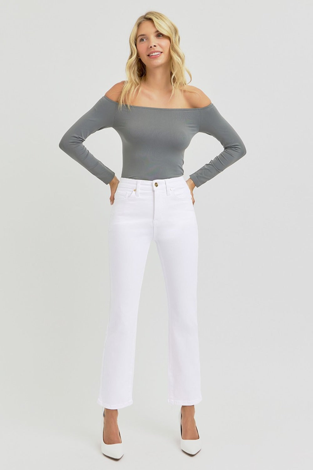 RISEN Full Size Tummy Control Elastic Band High Rise Crop Straight Jeans-BOTTOMS SIZES SMALL MEDIUM LARGE-[Adult]-[Female]-2022 Online Blue Zone Planet