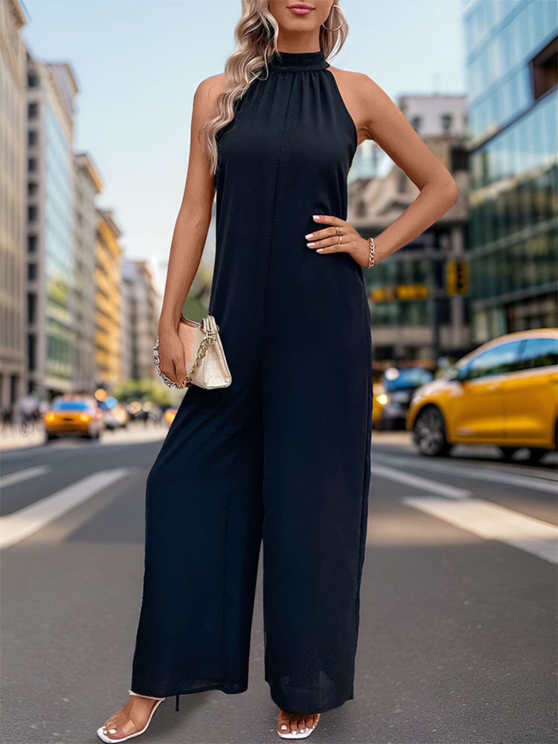 Tied Grecian Wide Leg Jumpsuit-TOPS / DRESSES-[Adult]-[Female]-2022 Online Blue Zone Planet