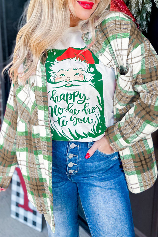 Khaki Christmas Plaid Casual Flannel Shacket-Outerwear/Plaid Shackets-[Adult]-[Female]-Khaki-S-2022 Online Blue Zone Planet