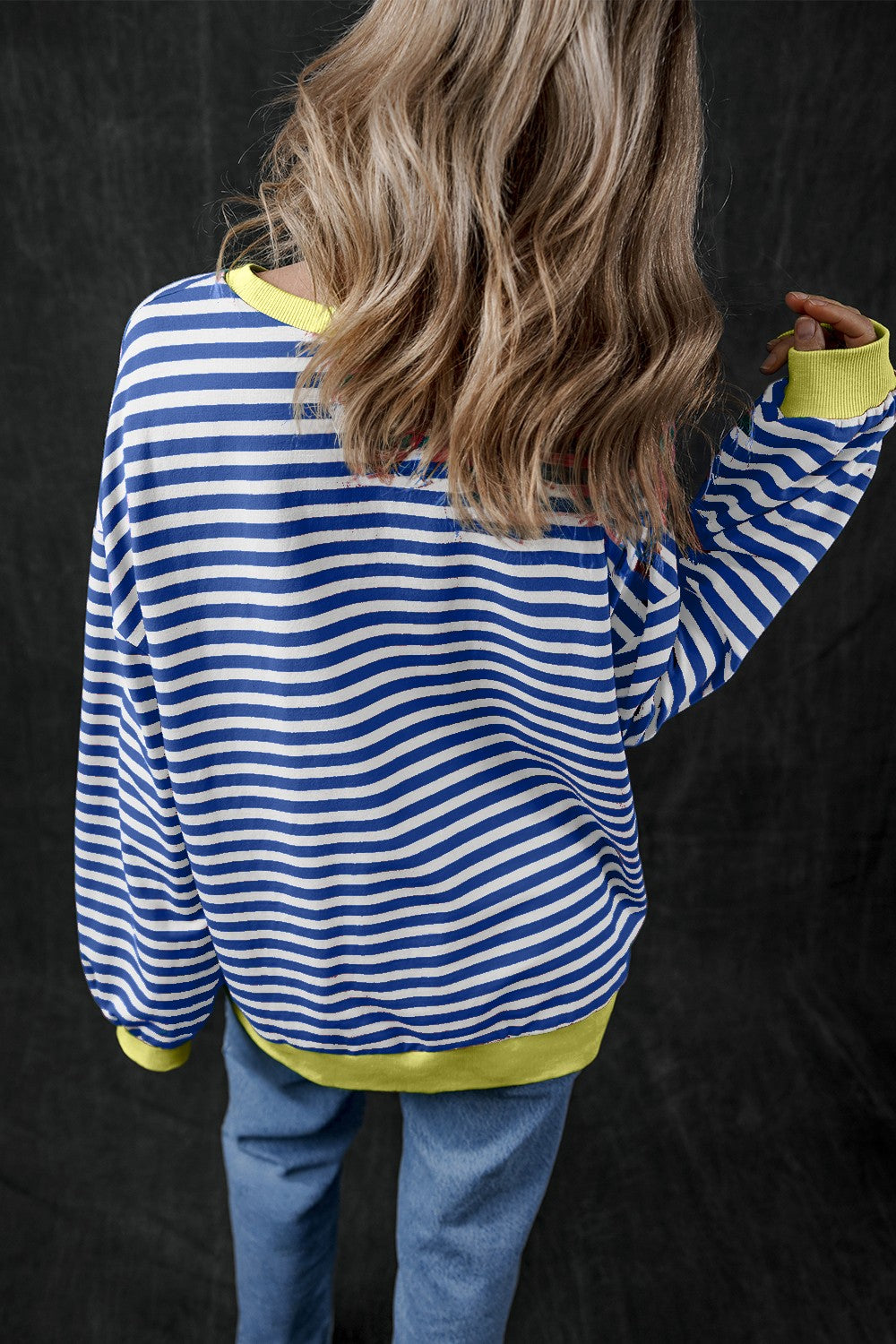 Blue Zone Planet | Pumpkin Striped Long Sleeve Sweatshirt-TOPS / DRESSES-[Adult]-[Female]-2022 Online Blue Zone Planet