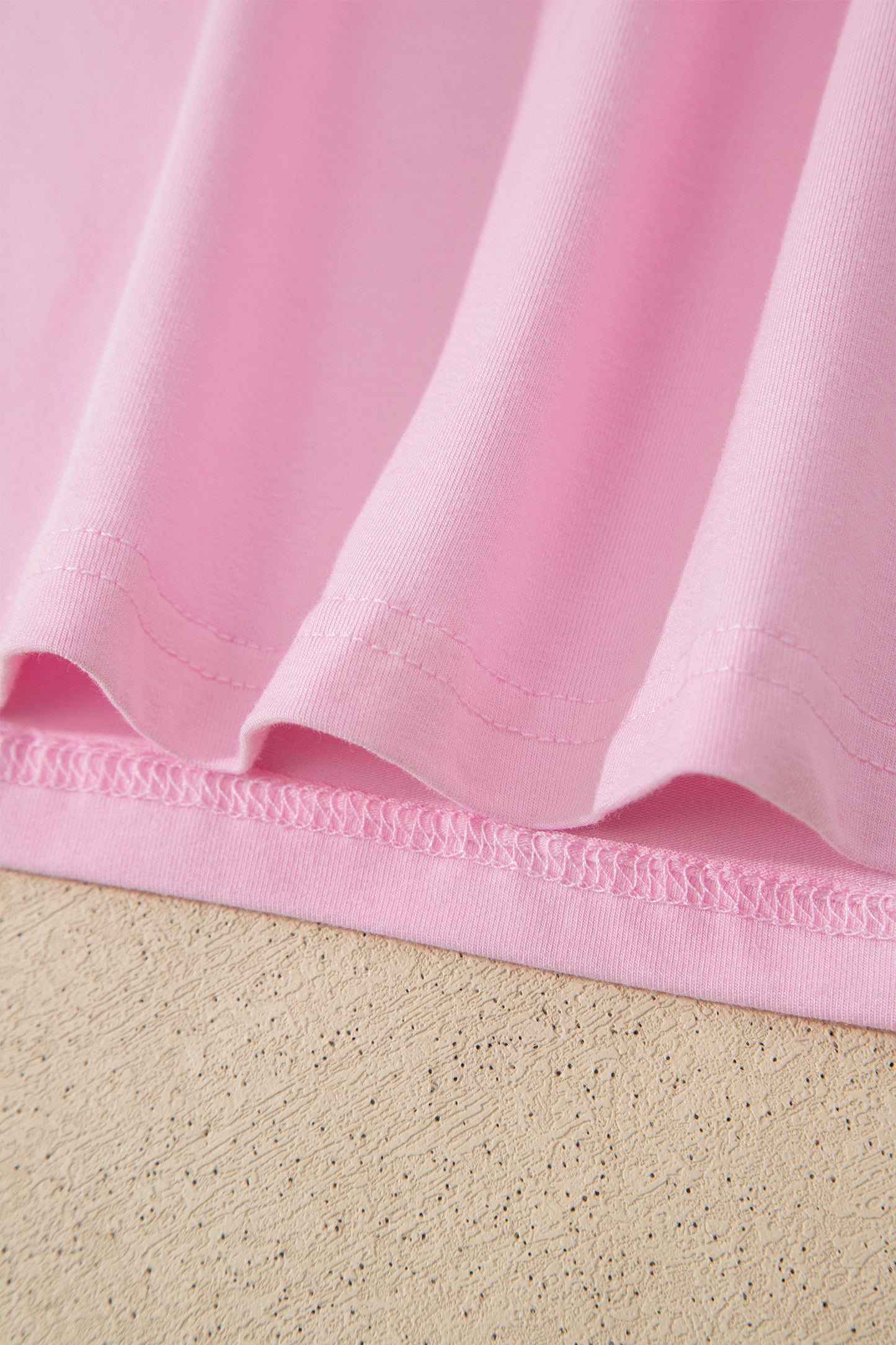 Gossamer Pink Embroidered Bow Detail Color Block Loose Tee-Tops/Tops & Tees-[Adult]-[Female]-2022 Online Blue Zone Planet