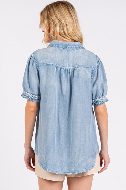 Mittoshop Collared Neck Puff Sleeve Shirt-TOPS / DRESSES-[Adult]-[Female]-2022 Online Blue Zone Planet