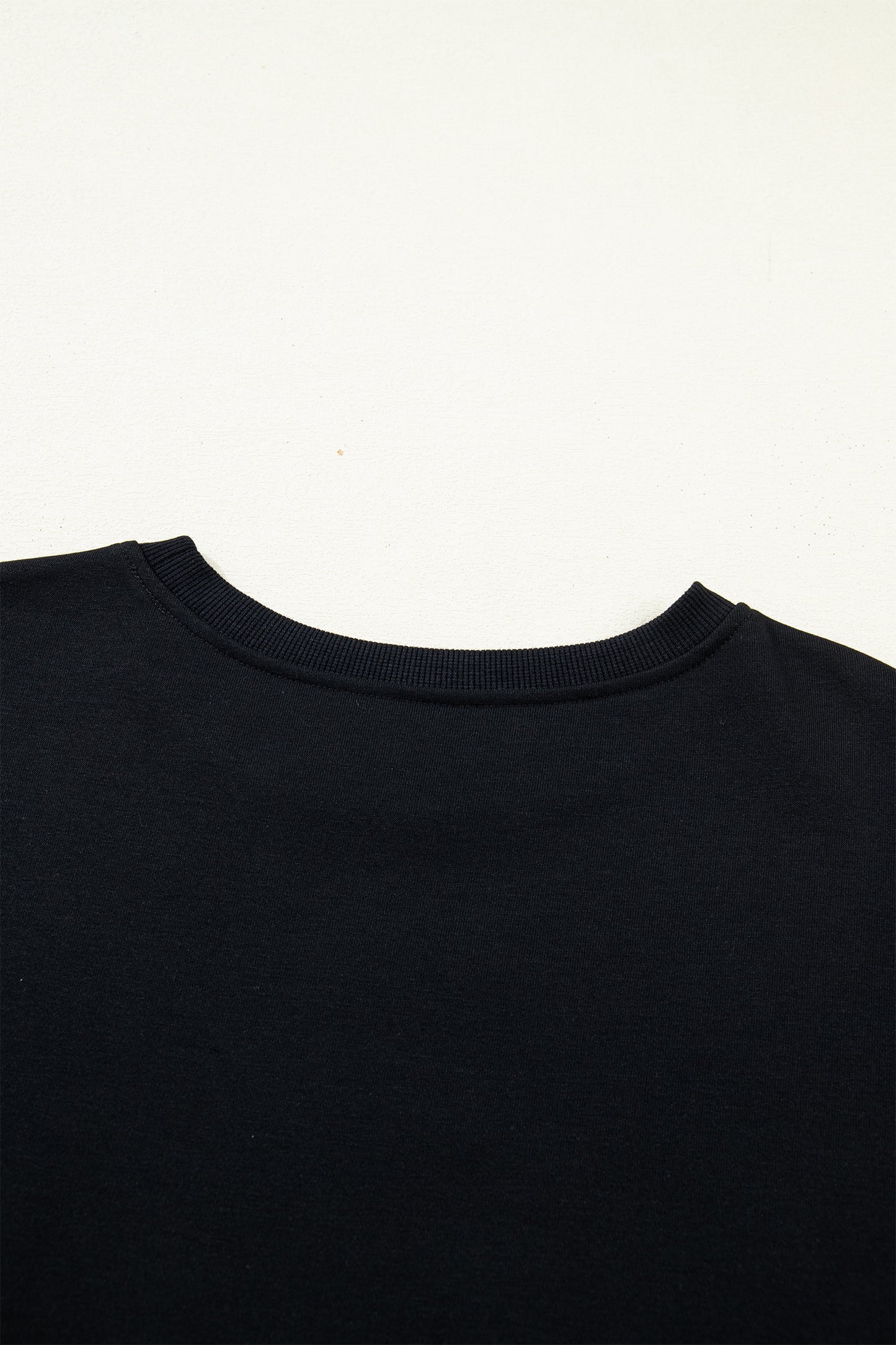 Black Solid Color Dropped Shoulder Long Sleeve Top-Tops/Long Sleeve Tops-[Adult]-[Female]-2022 Online Blue Zone Planet