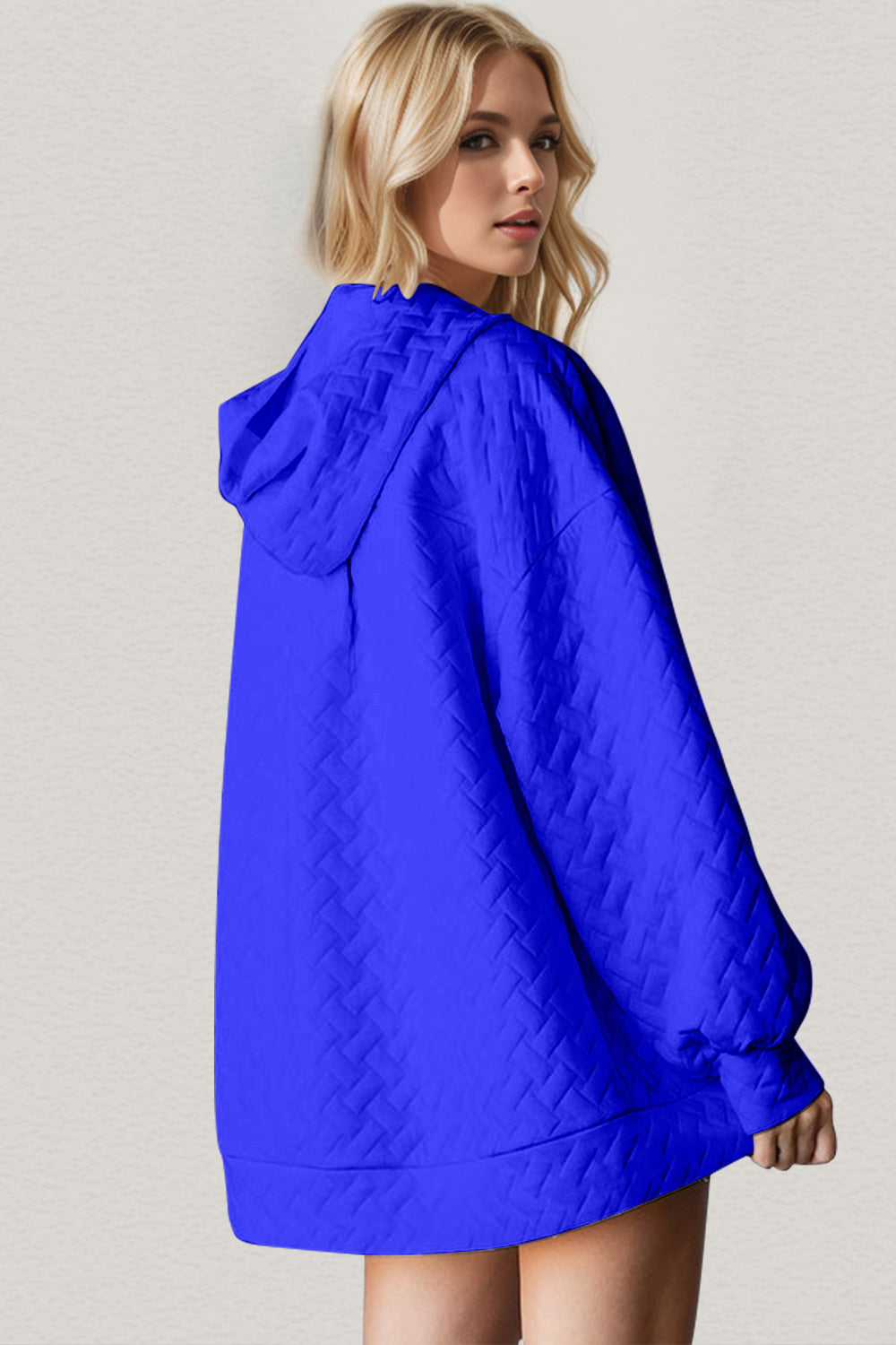 Double Take Full Size Texture Drop Shoulder Long Sleeve Hoodie-TOPS / DRESSES-[Adult]-[Female]-2022 Online Blue Zone Planet