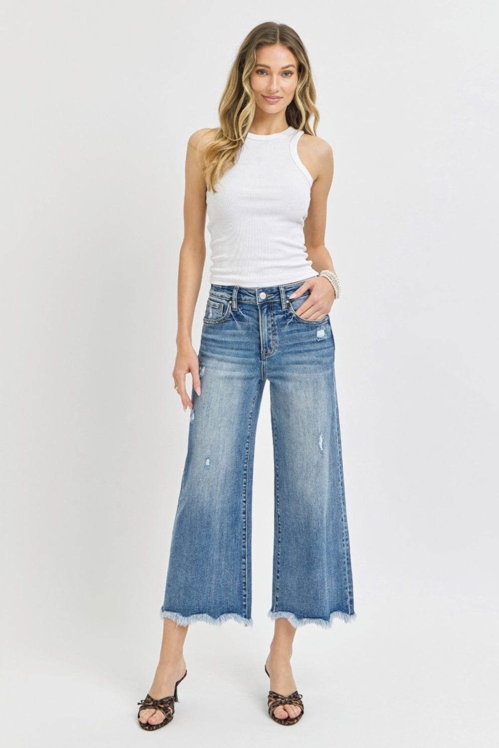 Risen High Rise Cropped Flare Jeans-BOTTOMS SIZES SMALL MEDIUM LARGE-[Adult]-[Female]-2022 Online Blue Zone Planet