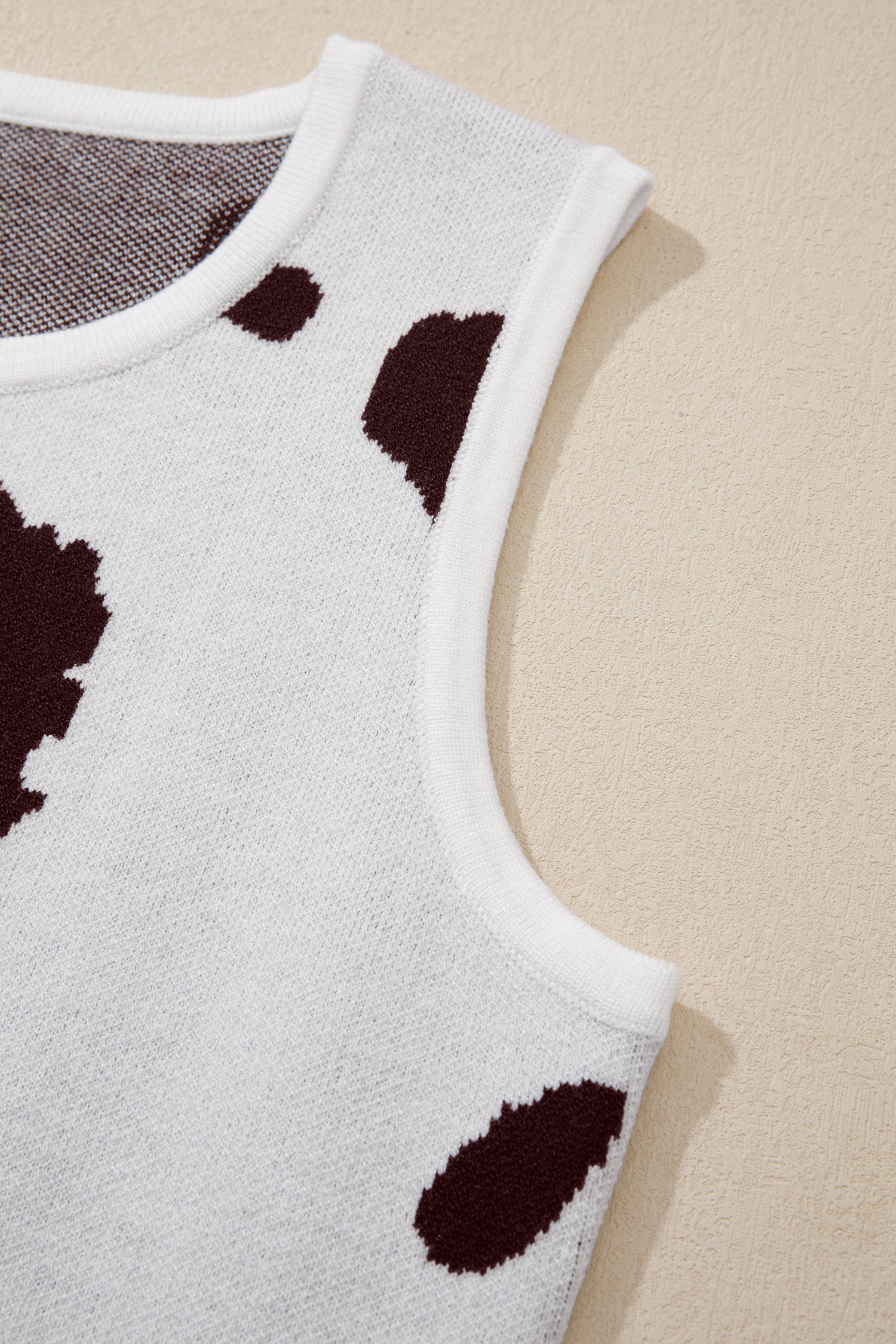 White Western Cow Spots Button Down Sweater Vest-TOPS / DRESSES-[Adult]-[Female]-2022 Online Blue Zone Planet