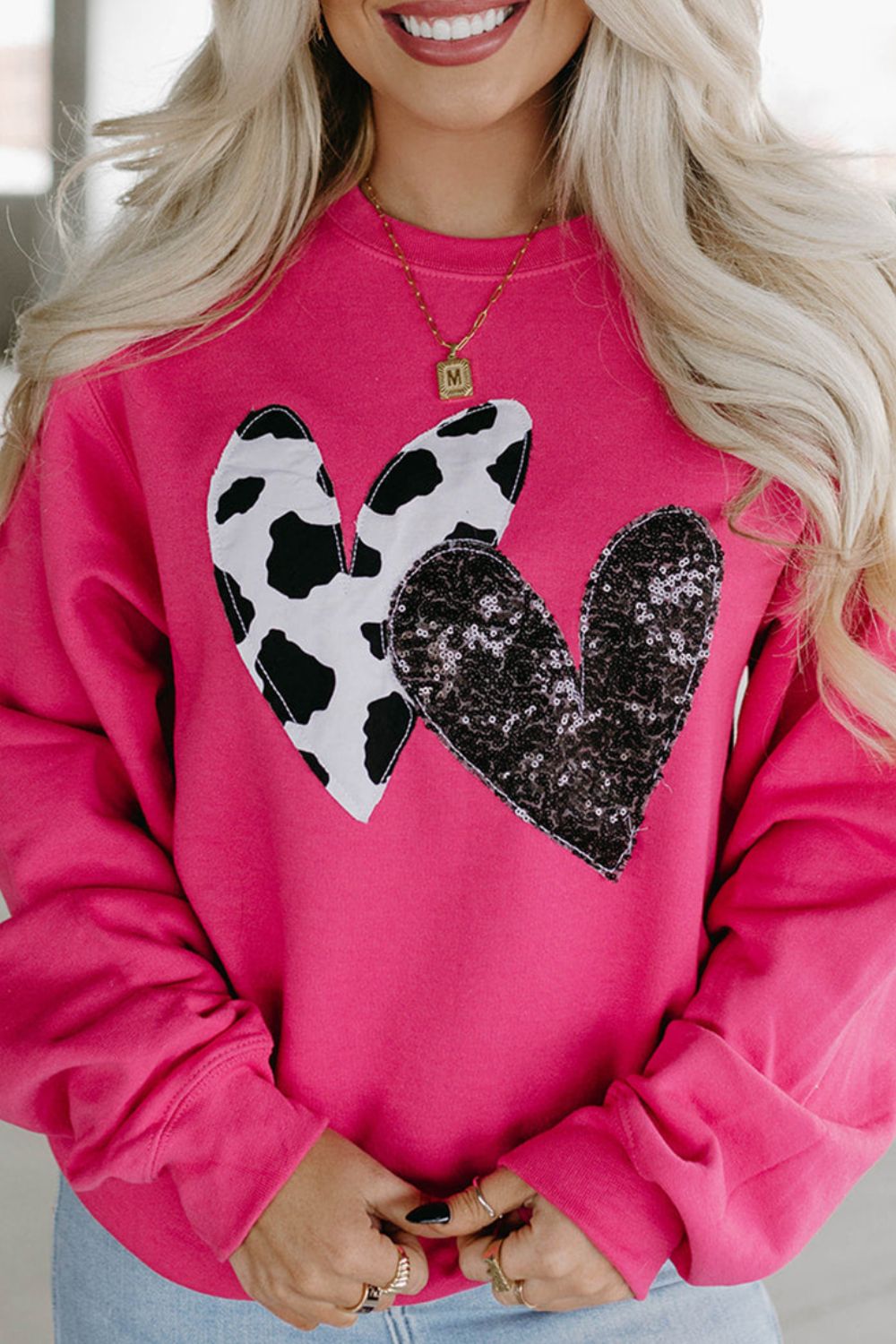 Heart Patch Long Sleeve Sweatshirt-TOPS / DRESSES-[Adult]-[Female]-2022 Online Blue Zone Planet