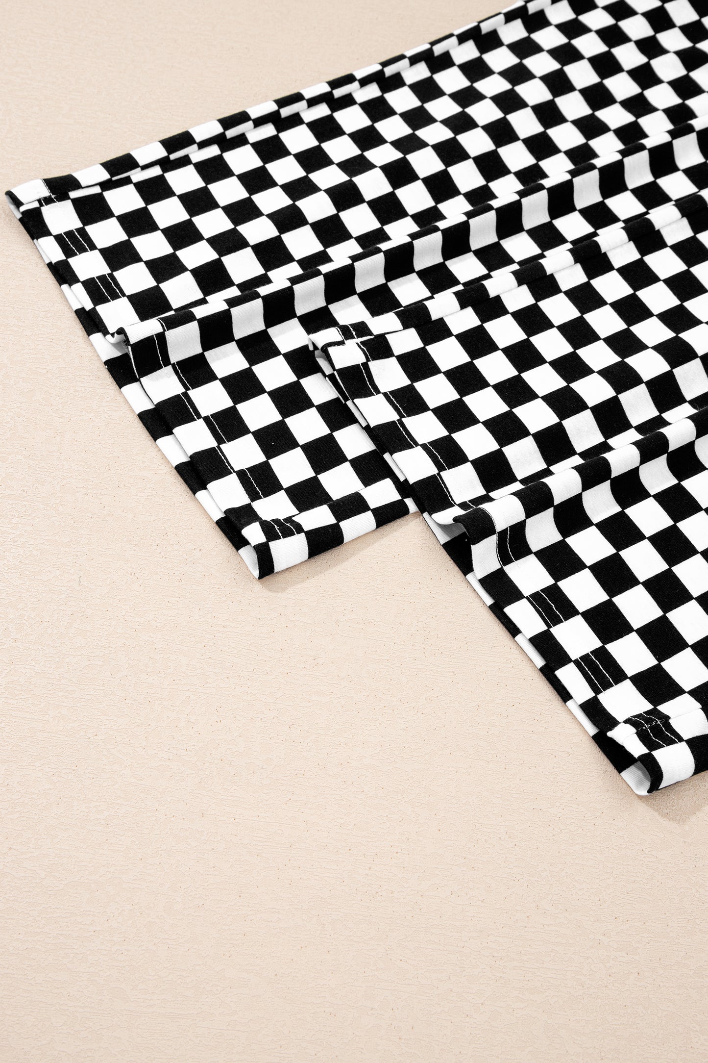 Black Checkered Print Half Sleeve Tee 2pcs Lounge Pant Set-Loungewear & Sleepwear/Loungewear-[Adult]-[Female]-2022 Online Blue Zone Planet