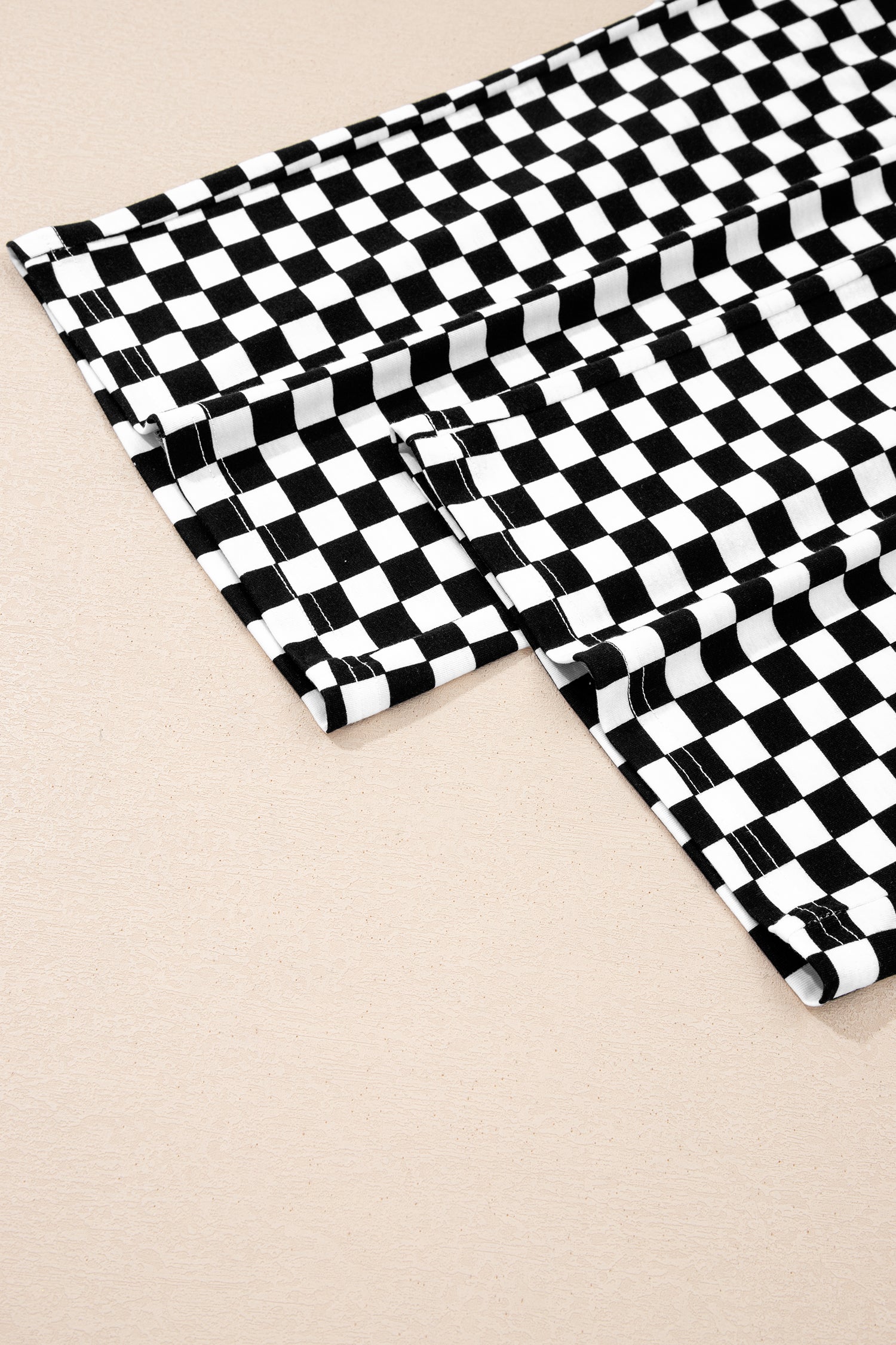 Black Checkered Print Half Sleeve Tee 2pcs Lounge Pant Set-Loungewear & Sleepwear/Loungewear-[Adult]-[Female]-2022 Online Blue Zone Planet