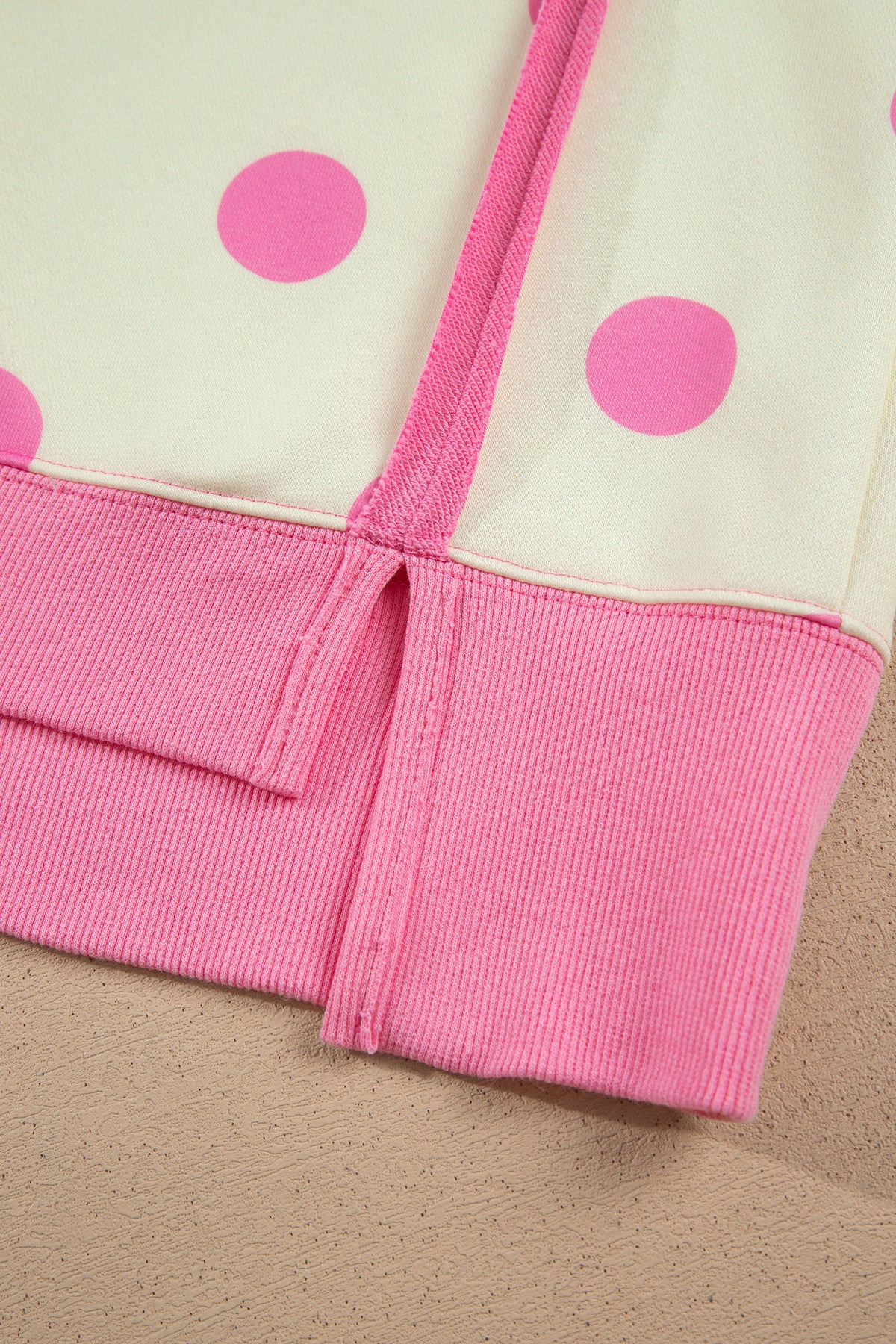 White Polka Dot Contrast Patchwork Round Neck Baggy Sweatshirt-Tops/Sweatshirts & Hoodies-[Adult]-[Female]-2022 Online Blue Zone Planet